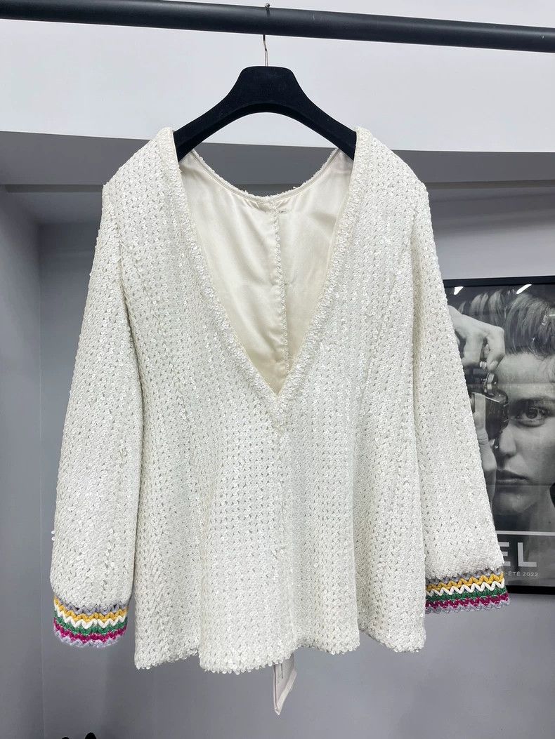 Chanel Chanel 22S White Sequin Jacket - dmc Size US M / EU 48-50 / 2 - 3 Thumbnail