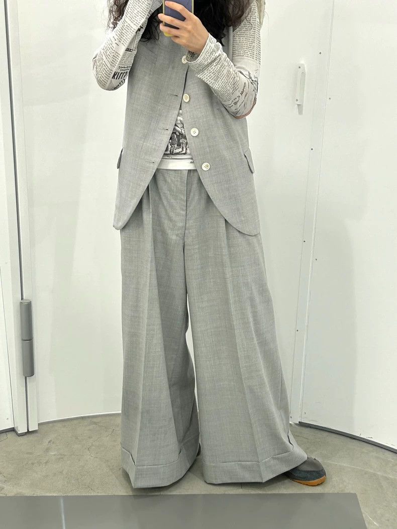 Comme des Garcons COMME des GARCONS Light Gray Wool Wide-Leg Pants - dmc Size US 26 / EU 42 - 3 Thumbnail