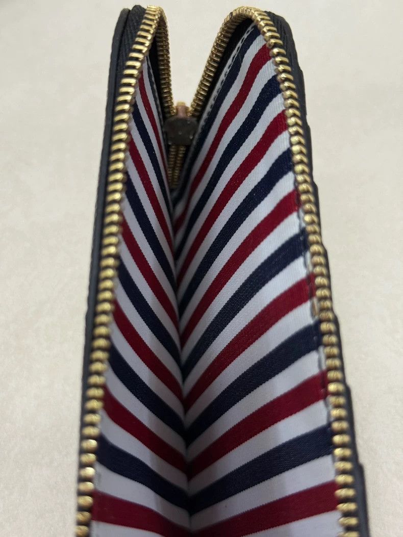Thom Browne THOM BROWNE Leather Zip Card Wallet - dmc Size ONE SIZE - 4 Thumbnail