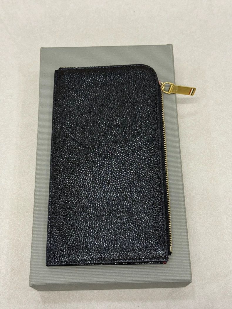 Thom Browne THOM BROWNE Leather Zip Card Wallet - dmc Size ONE SIZE - 3 Thumbnail