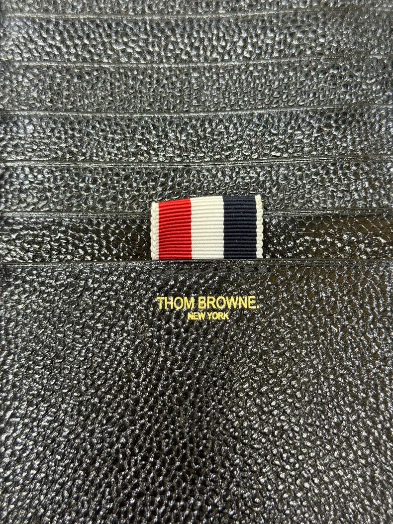 Thom Browne THOM BROWNE Leather Zip Card Wallet - dmc Size ONE SIZE - 5 Thumbnail
