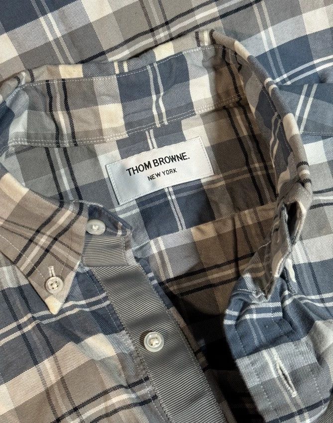 Thom Browne Thom Browne Blue White Plaid Shirt - dmc Size US L / EU 52-54 / 3 - 8 Thumbnail