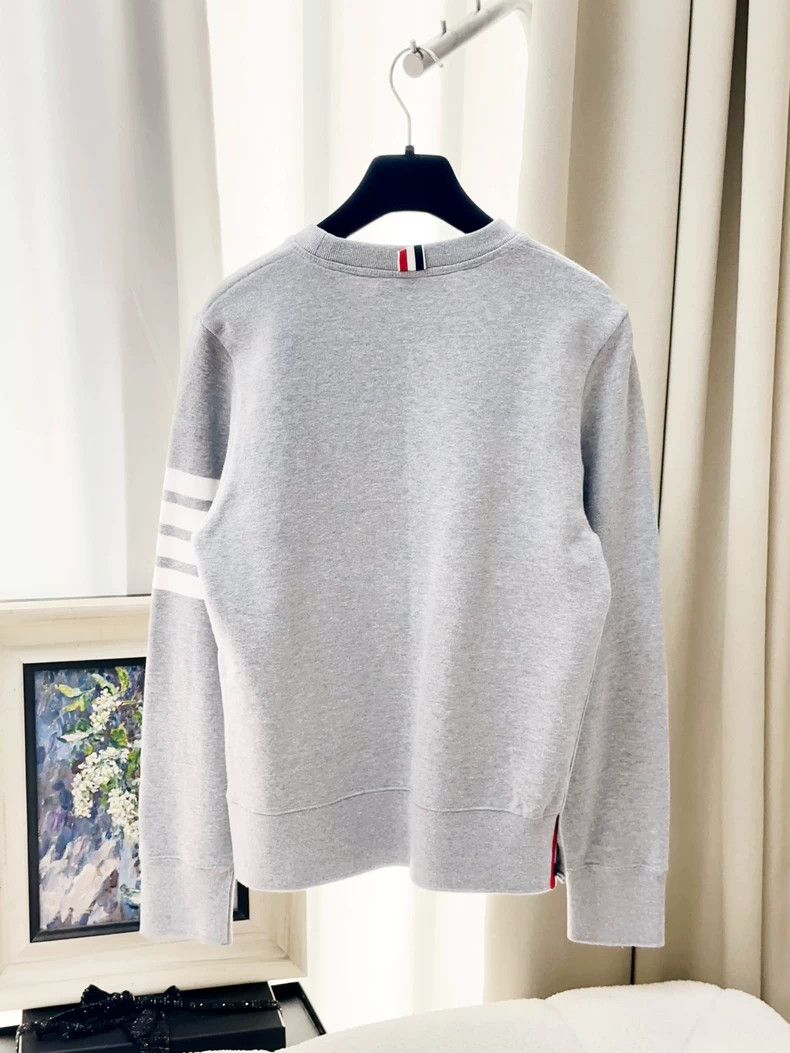 Thom Browne Thom Browne Gray White Stripe Sweatshirt - dmc Size US XS / EU 42 / 0 - 7 Thumbnail
