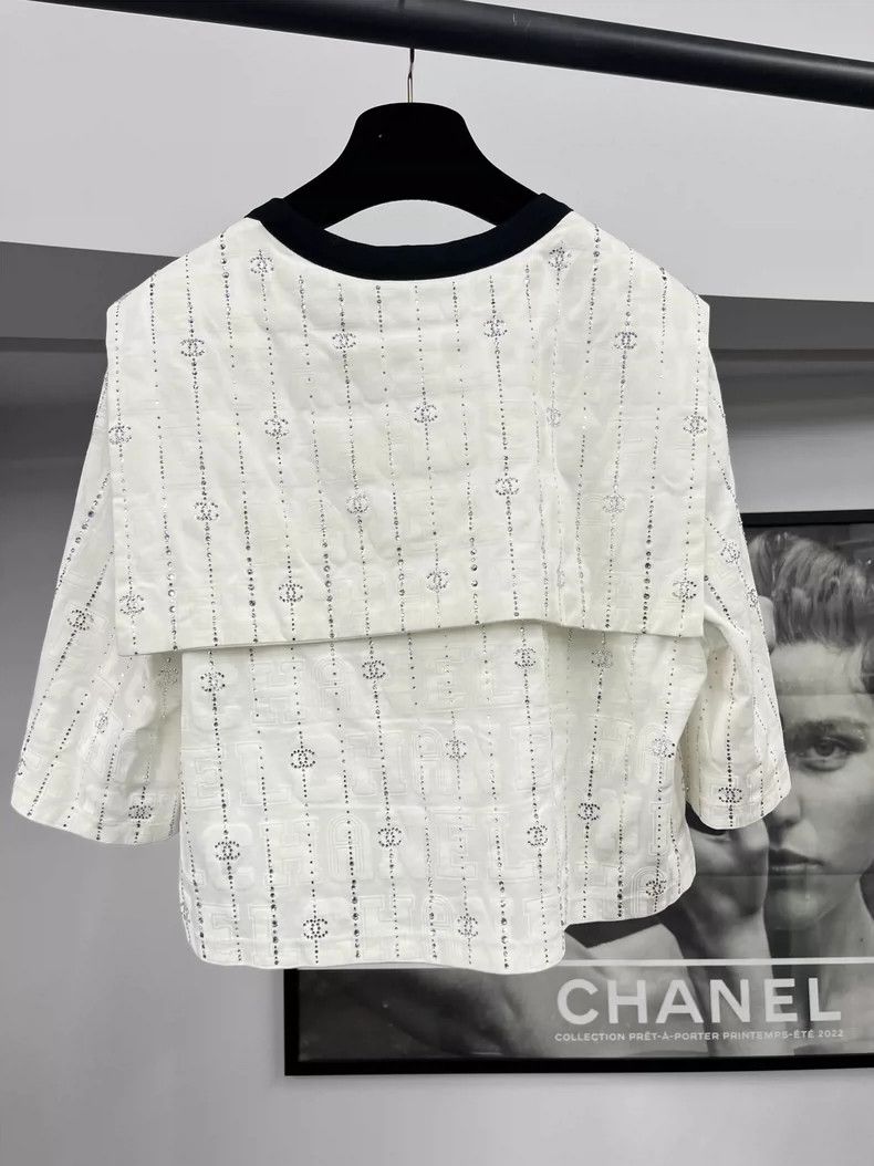 Chanel Chanel 23C White Crystal Collar T-shirt - dmc Size US XS / EU 42 / 0 - 3 Thumbnail