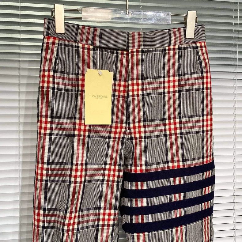 Thom Browne Red Blue Plaid Casual Pants - dmc