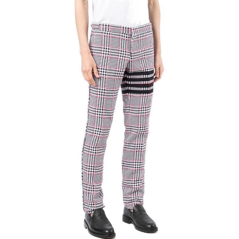 Thom Browne Red Blue Plaid Casual Pants - dmc