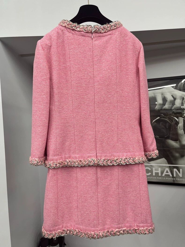 Chanel Chanel 23C Pink Tweed Two-Piece Dress - dmc Size US 38 / EU 54 - 3 Thumbnail