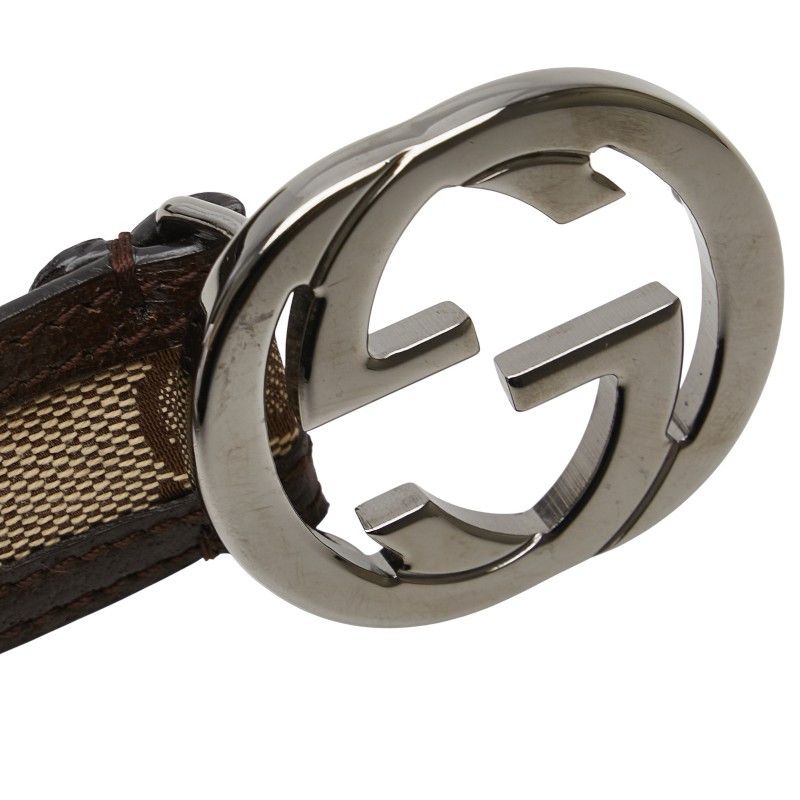 Gucci Gucci Gucci GG Canvas Leather Canvas Belt Leather Belt 114874 DUTY FREE for USA Size ONE SIZE - 5 Thumbnail
