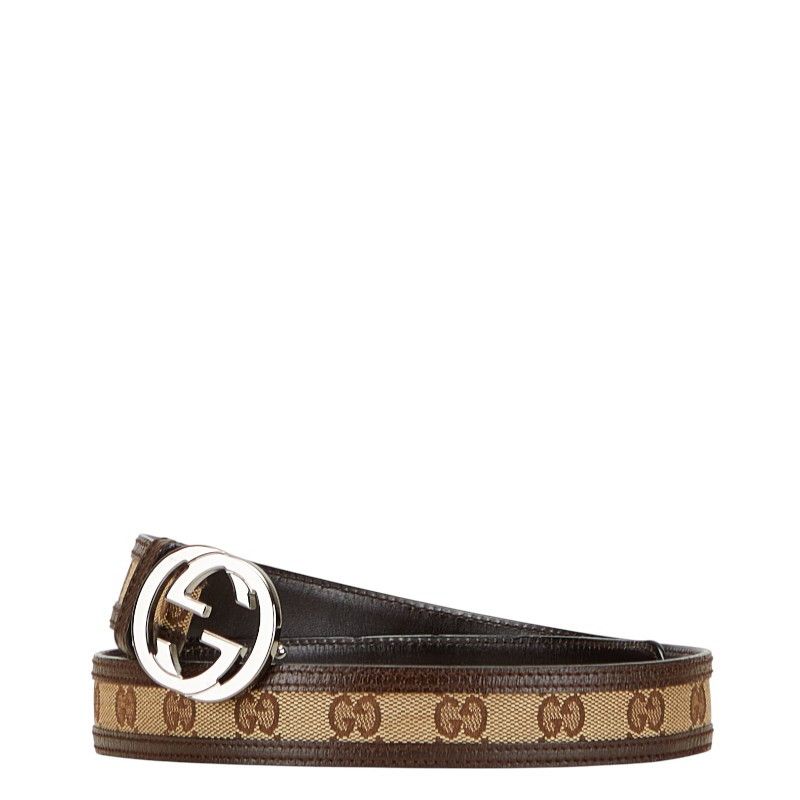 Gucci Gucci Gucci GG Canvas Leather Canvas Belt Leather Belt 114874 DUTY FREE for USA Size ONE SIZE - 2 Thumbnail