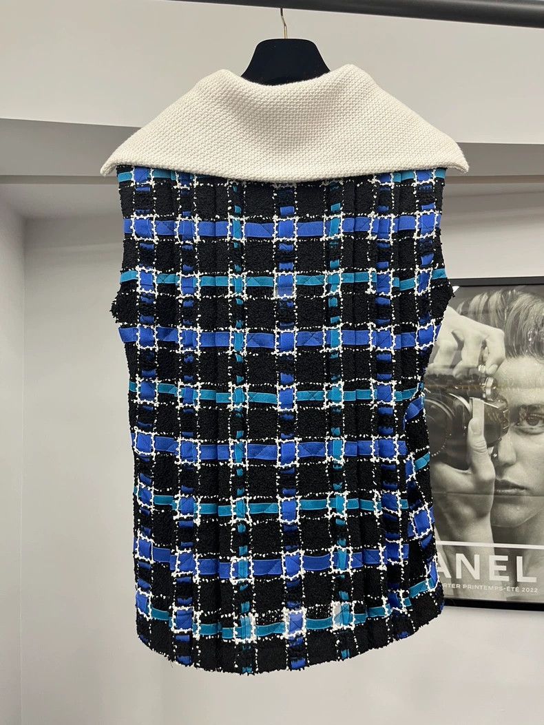 Chanel Chanel Black Blue Plaid Tweed Vest - dmc Size US M / EU 48-50 / 2 - 3 Thumbnail