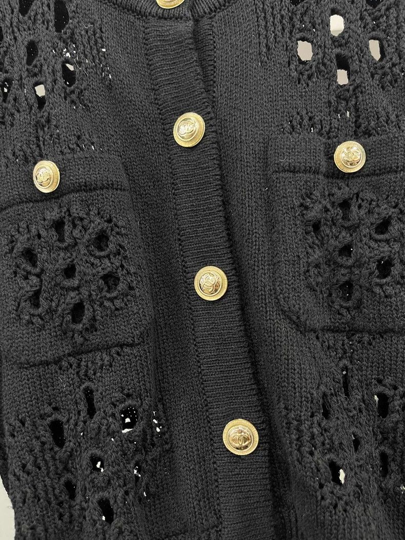 Chanel Chanel Black Gold Button Knit Dress - dmc Size US 34 / EU 50 - 2 Thumbnail