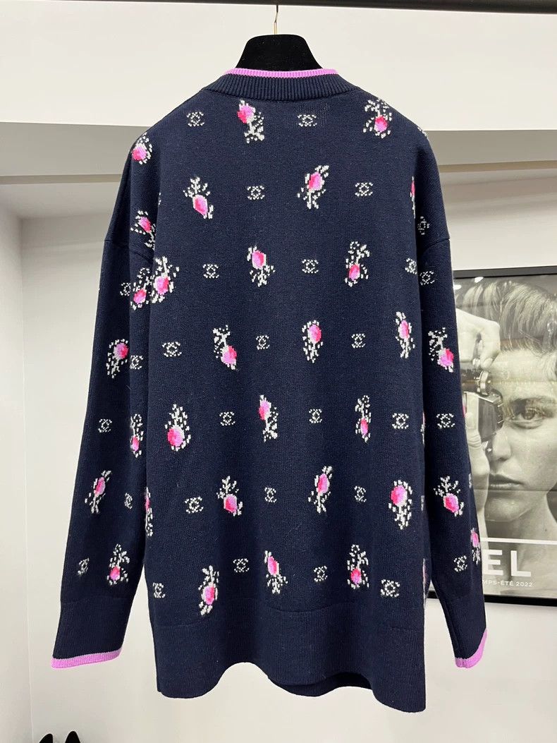 Chanel Chanel 22K Blue Floral Knit Cardigan - dmc Size US M / EU 48-50 / 2 - 3 Thumbnail