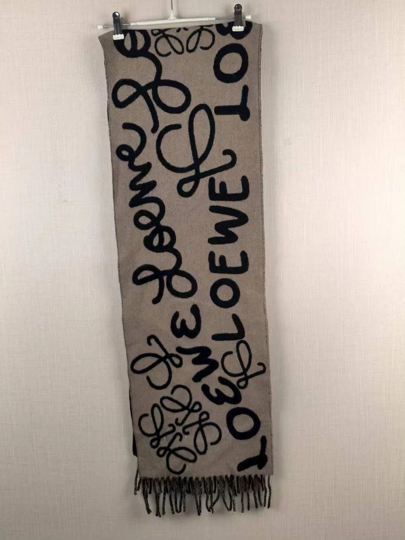 Loewe LOEWE Black Graffiti Wool Cashmere Scarf - dmc Size ONE SIZE - 7 Thumbnail