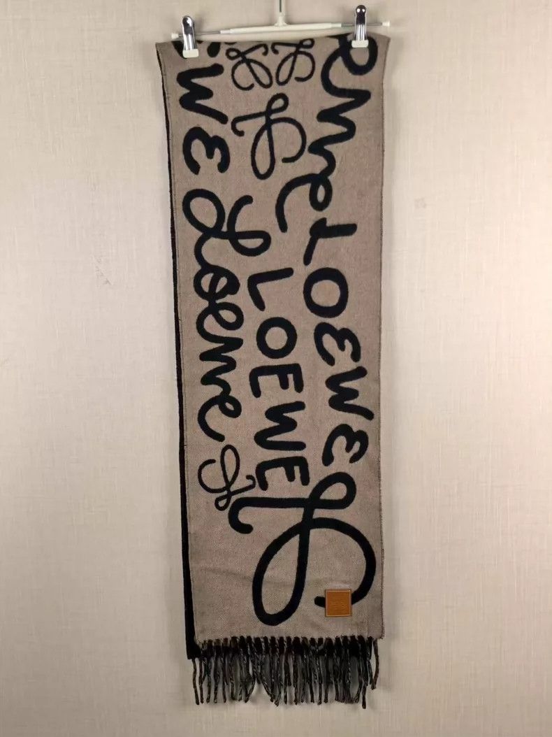 Loewe LOEWE Black Graffiti Wool Cashmere Scarf - dmc Size ONE SIZE - 5 Thumbnail