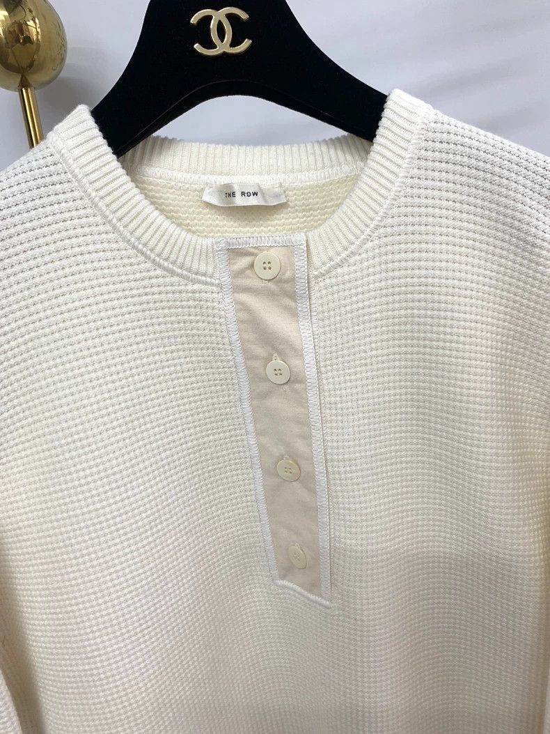 The Row The Row White Waffle Henley Sweater XS - dmc Size US XS / EU 42 / 0 - 2 Thumbnail