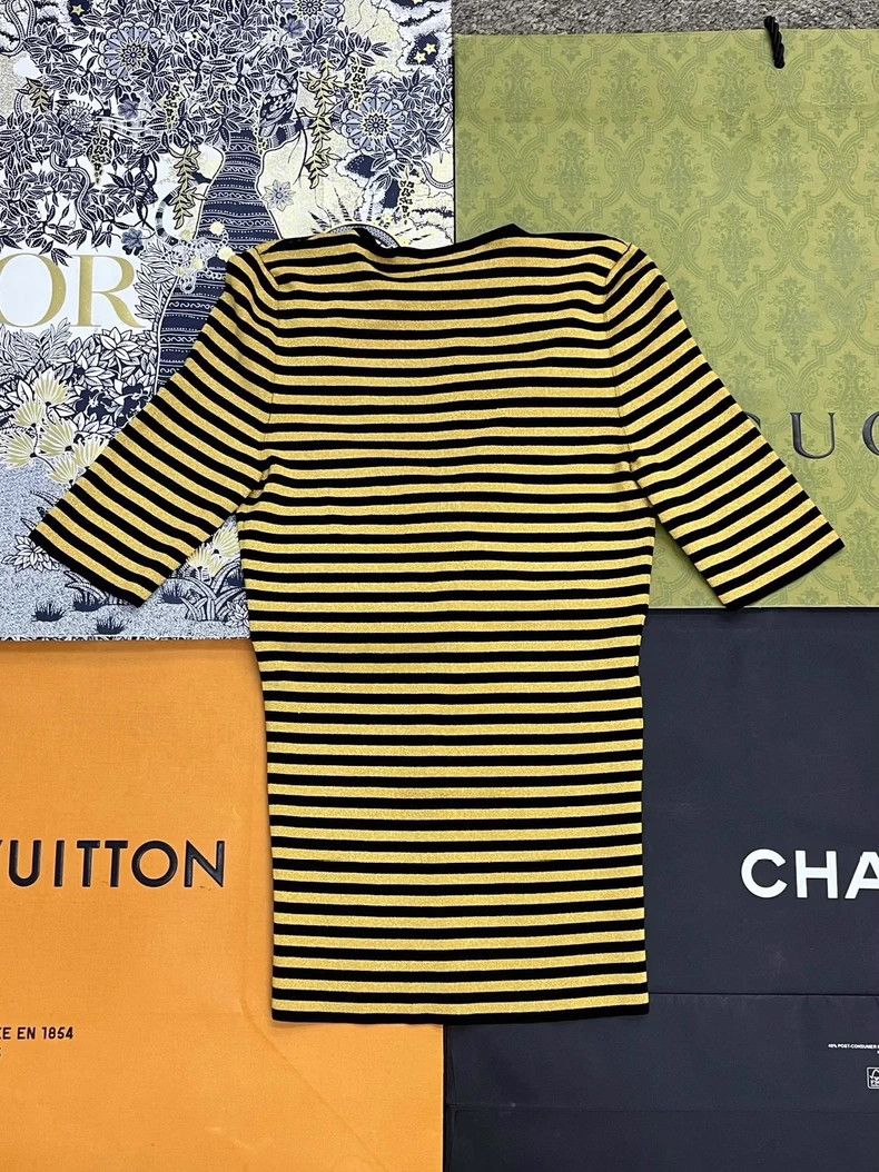 Gucci Gucci Striped V-Neck Knit Top - dmc Size US XS / EU 42 / 0 - 2 Thumbnail