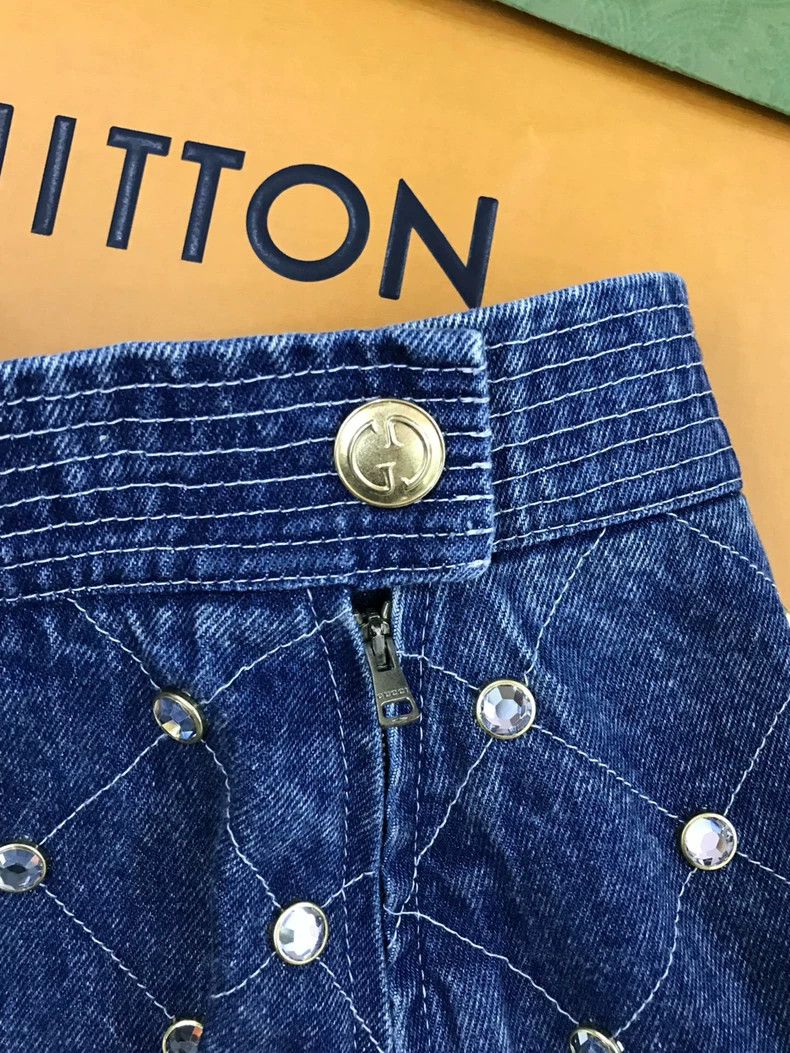 Gucci Gucci Denim Rhinestone Skirt - dmc Size US 31 - 4 Thumbnail