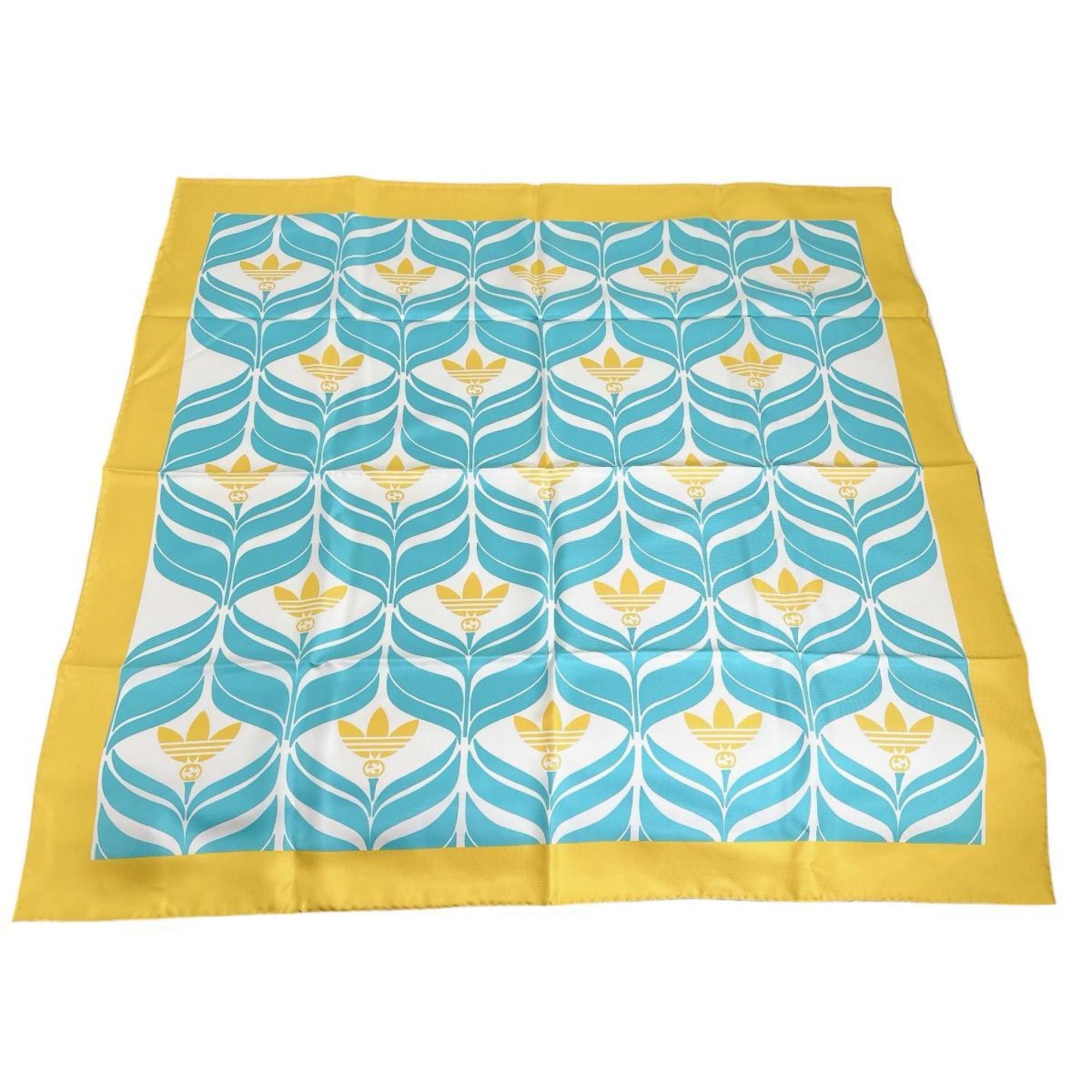 Gucci Gucci Scarf, 100% Silk, Adidas Collaboration, 716092, Yellow x Blue Size ONE SIZE - 2 Thumbnail