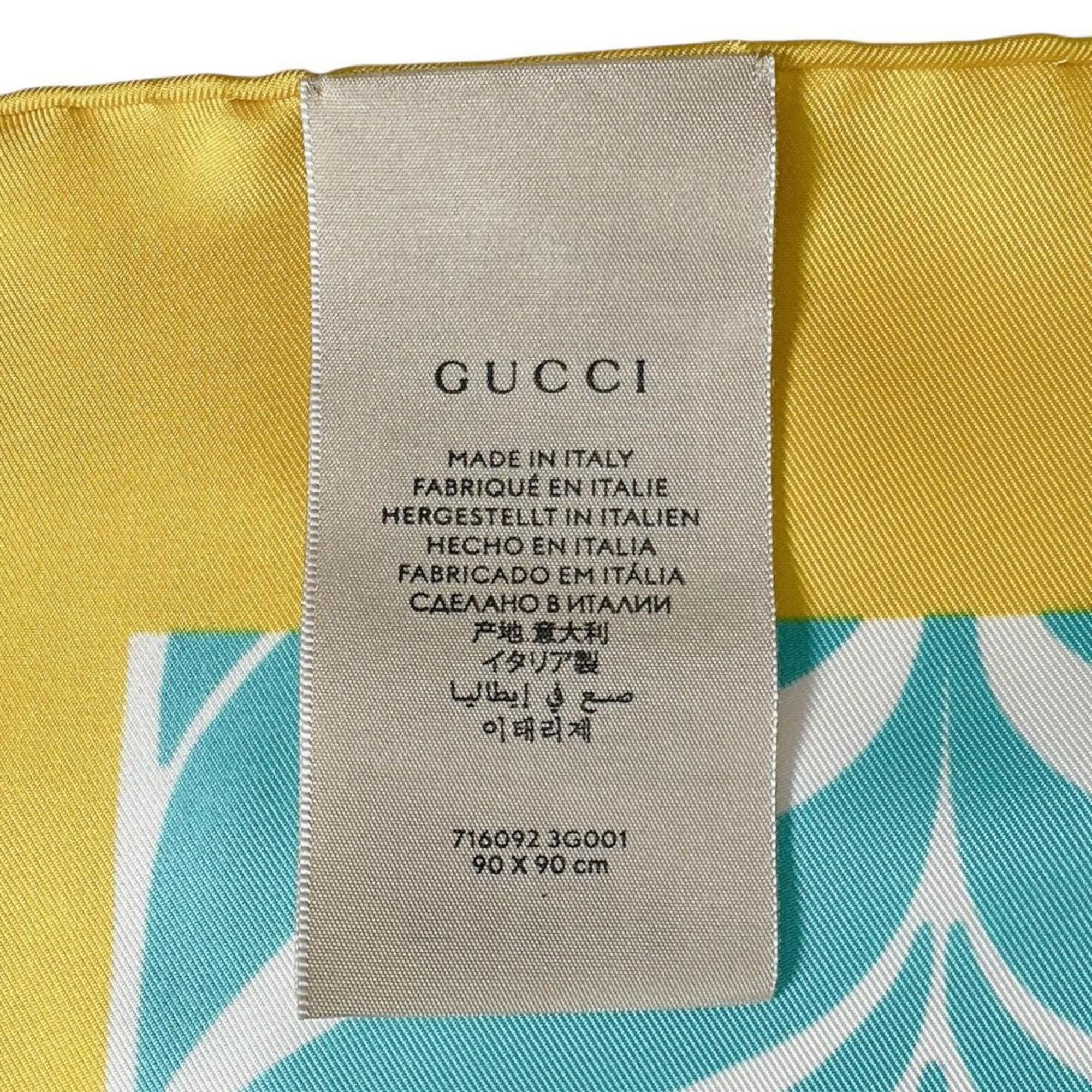 Gucci Gucci Scarf, 100% Silk, Adidas Collaboration, 716092, Yellow x Blue Size ONE SIZE - 5 Thumbnail
