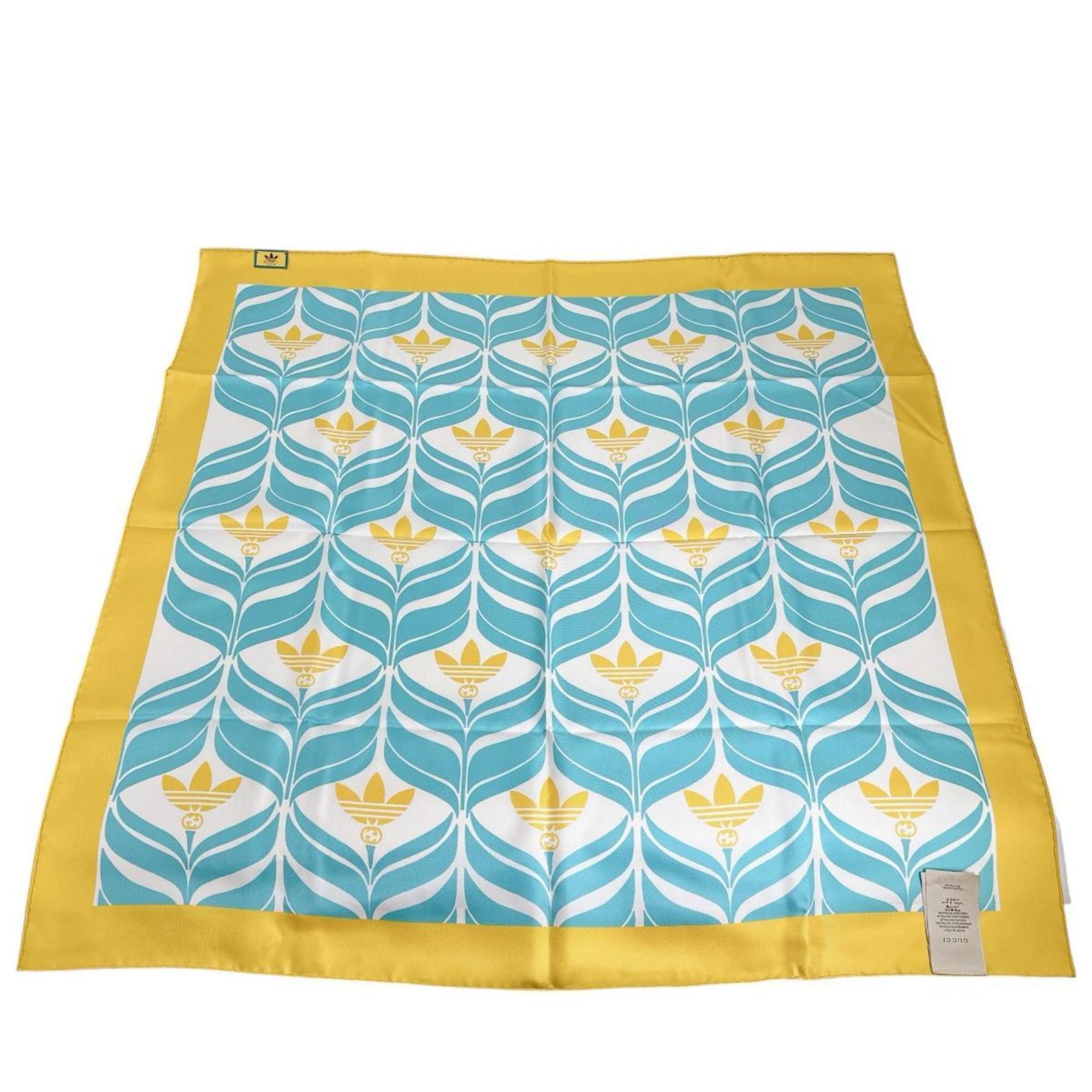 Gucci Gucci Scarf, 100% Silk, Adidas Collaboration, 716092, Yellow x Blue Size ONE SIZE - 3 Thumbnail