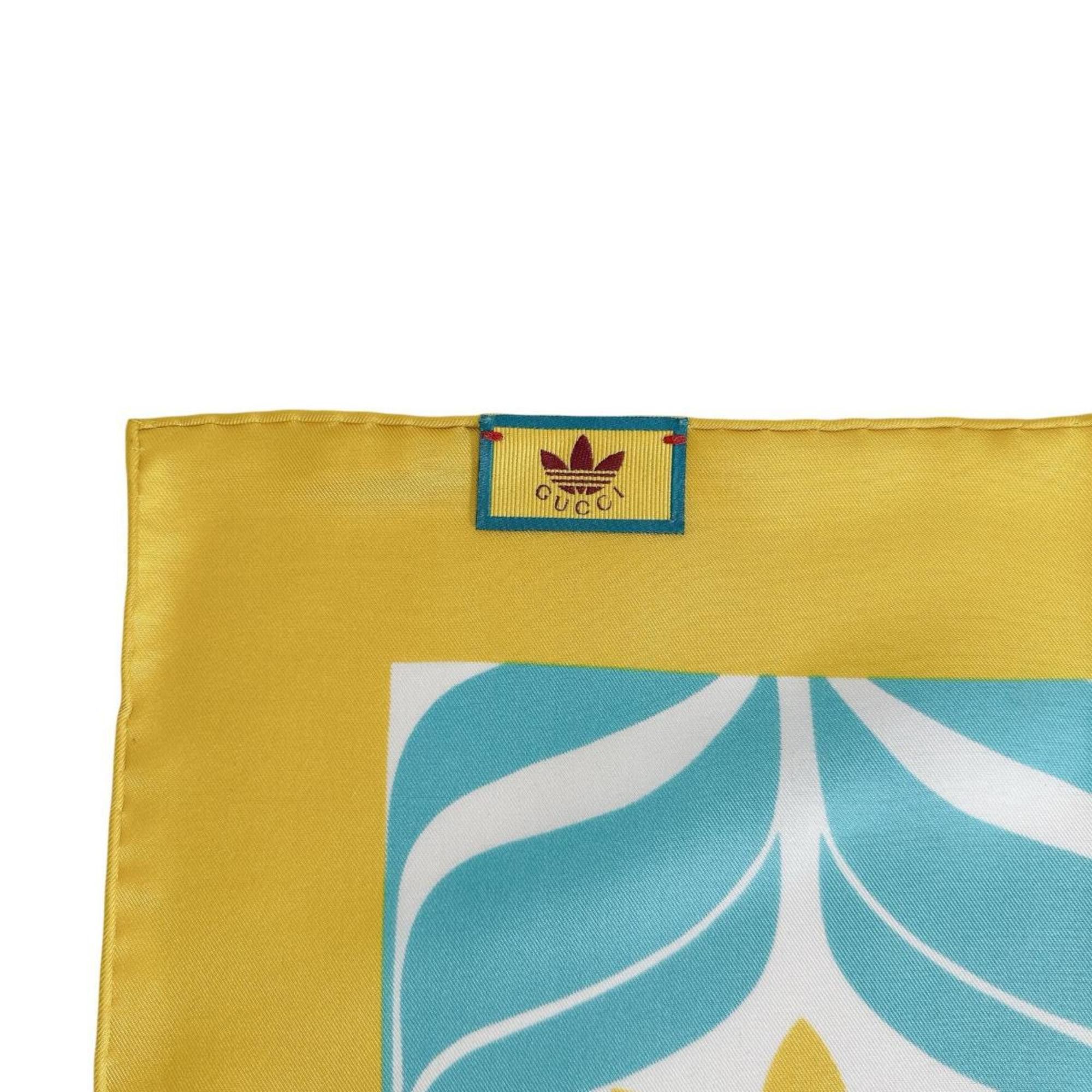 Gucci Gucci Scarf, 100% Silk, Adidas Collaboration, 716092, Yellow x Blue Size ONE SIZE - 4 Thumbnail