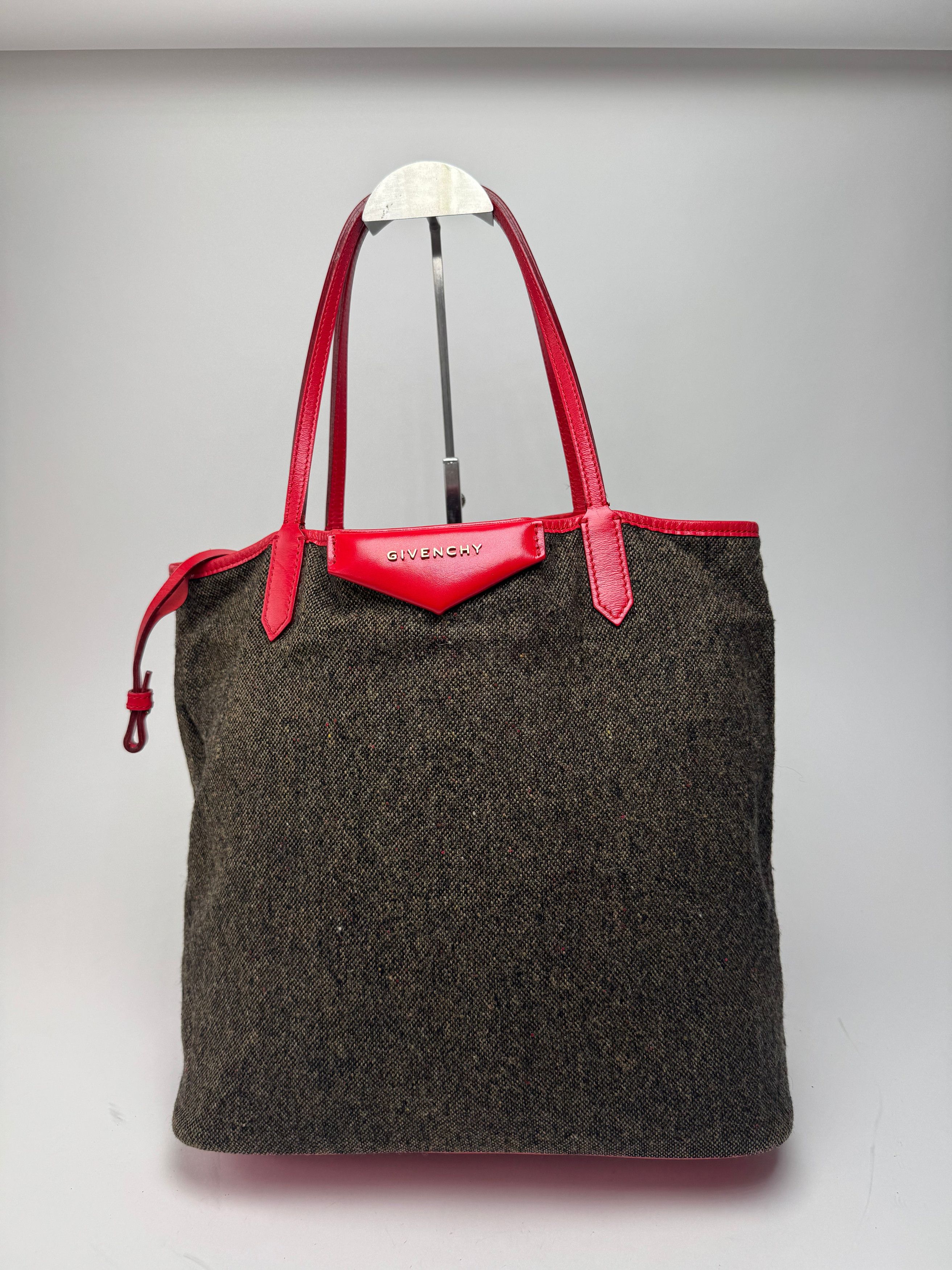 Givenchy Vintage Antigona Wool Patent Leather Tote Bag grey Red Size ONE SIZE - 14 Thumbnail