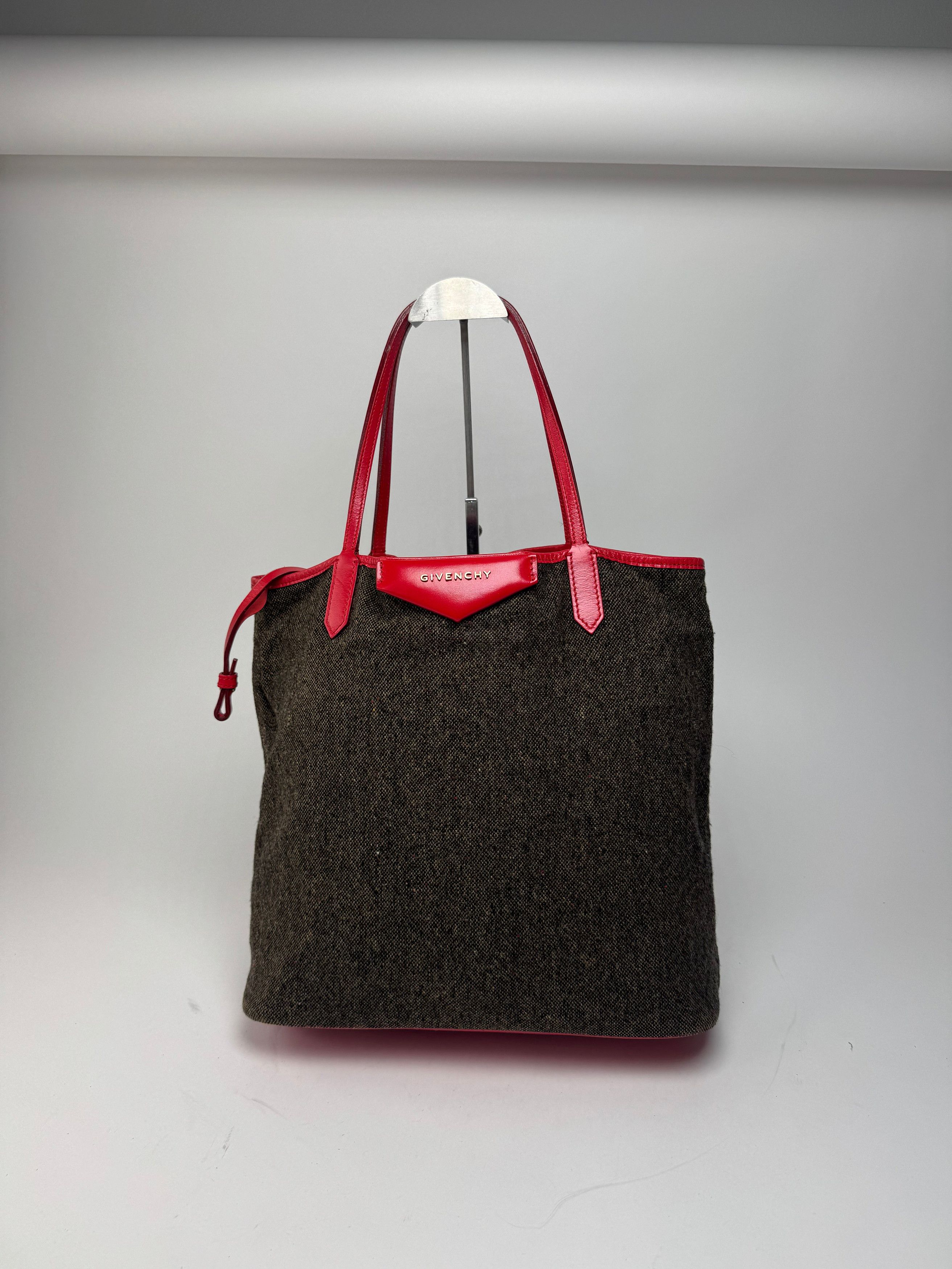 Givenchy Vintage Antigona Wool Patent Leather Tote Bag grey Red Size ONE SIZE - 5 Thumbnail