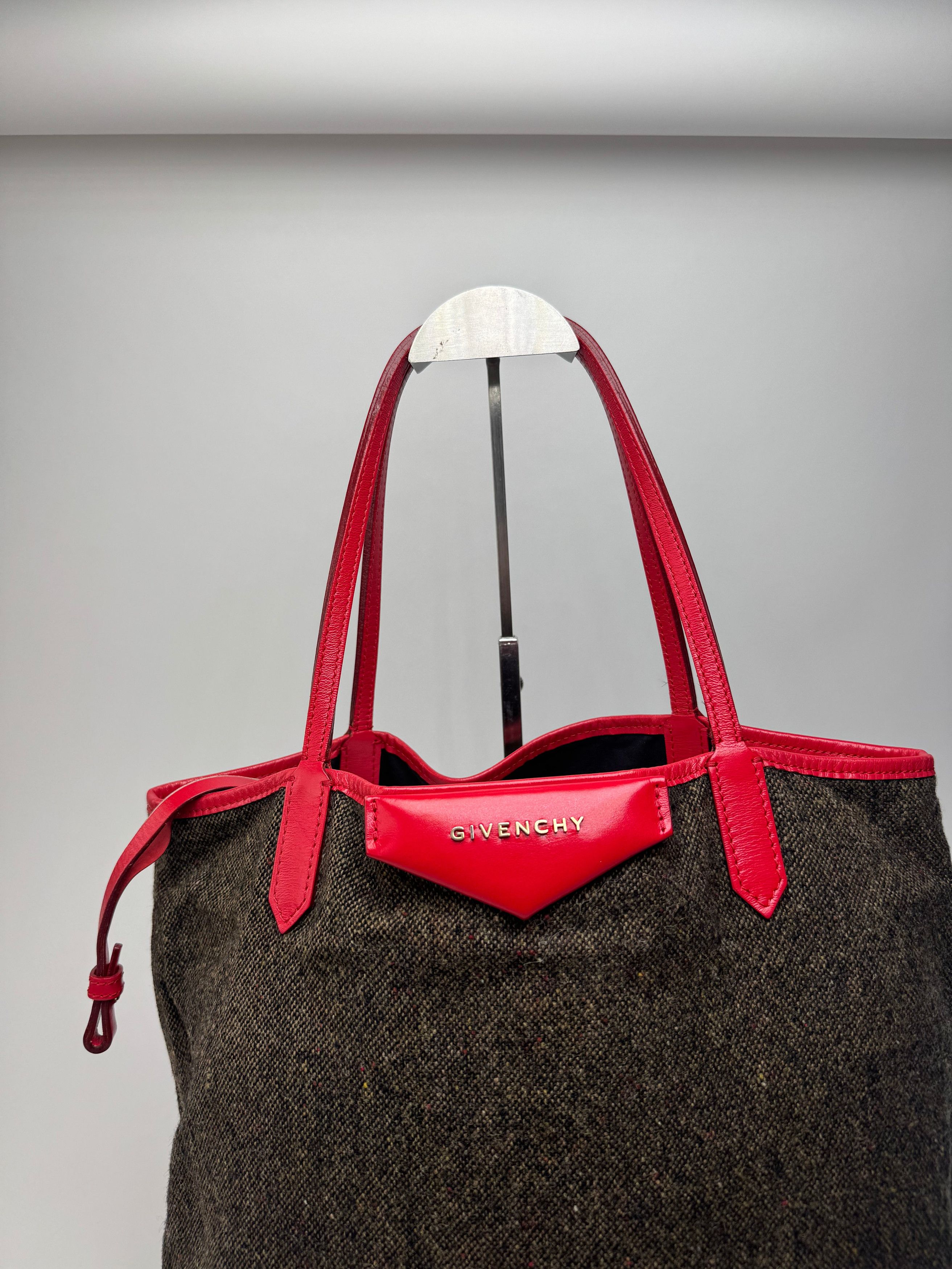 Givenchy Vintage Antigona Wool Patent Leather Tote Bag grey Red Size ONE SIZE - 7 Thumbnail