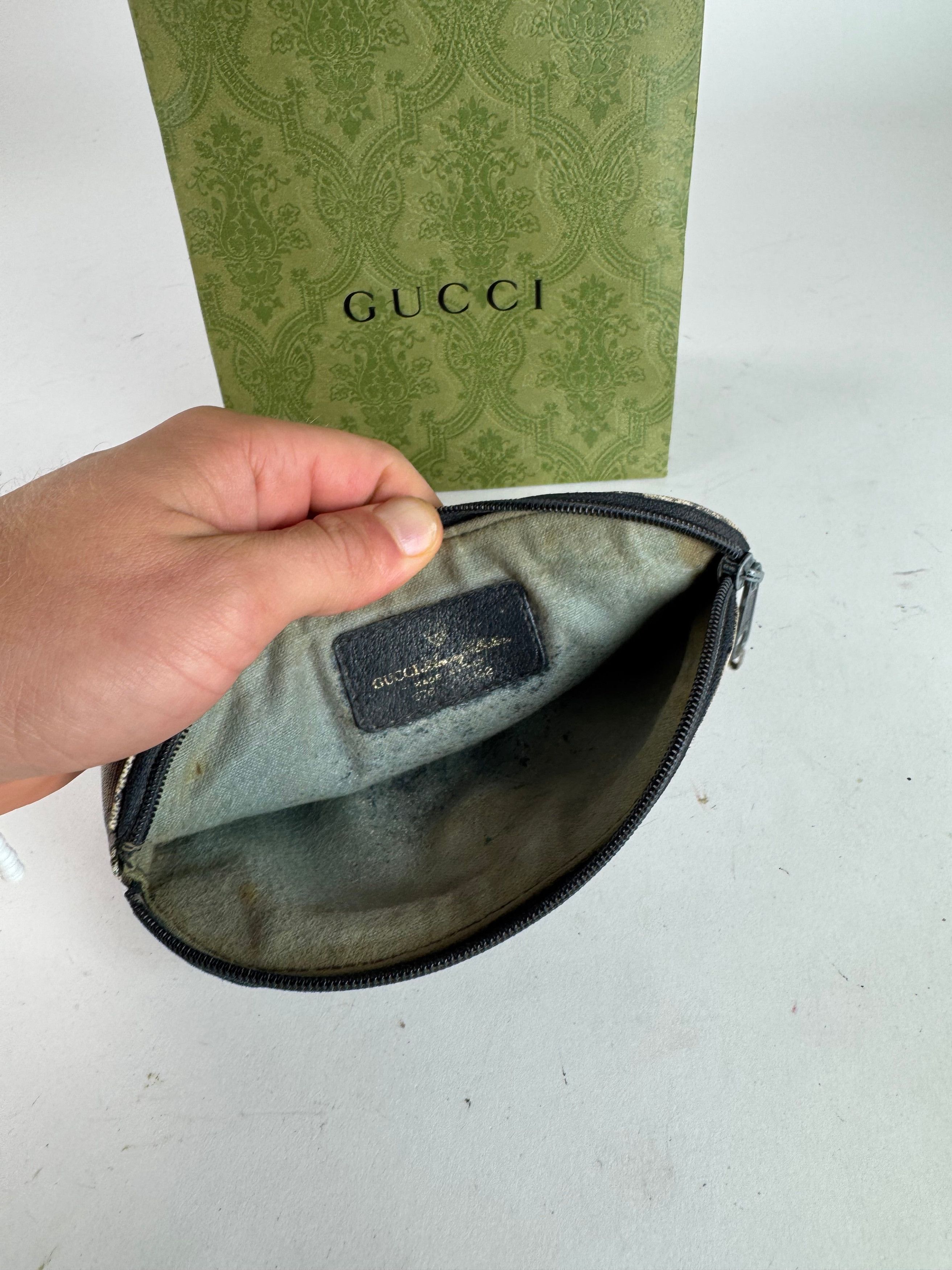 Gucci Vintage Navy Grey Ophidia Leather clutch Size ONE SIZE - 3 Thumbnail