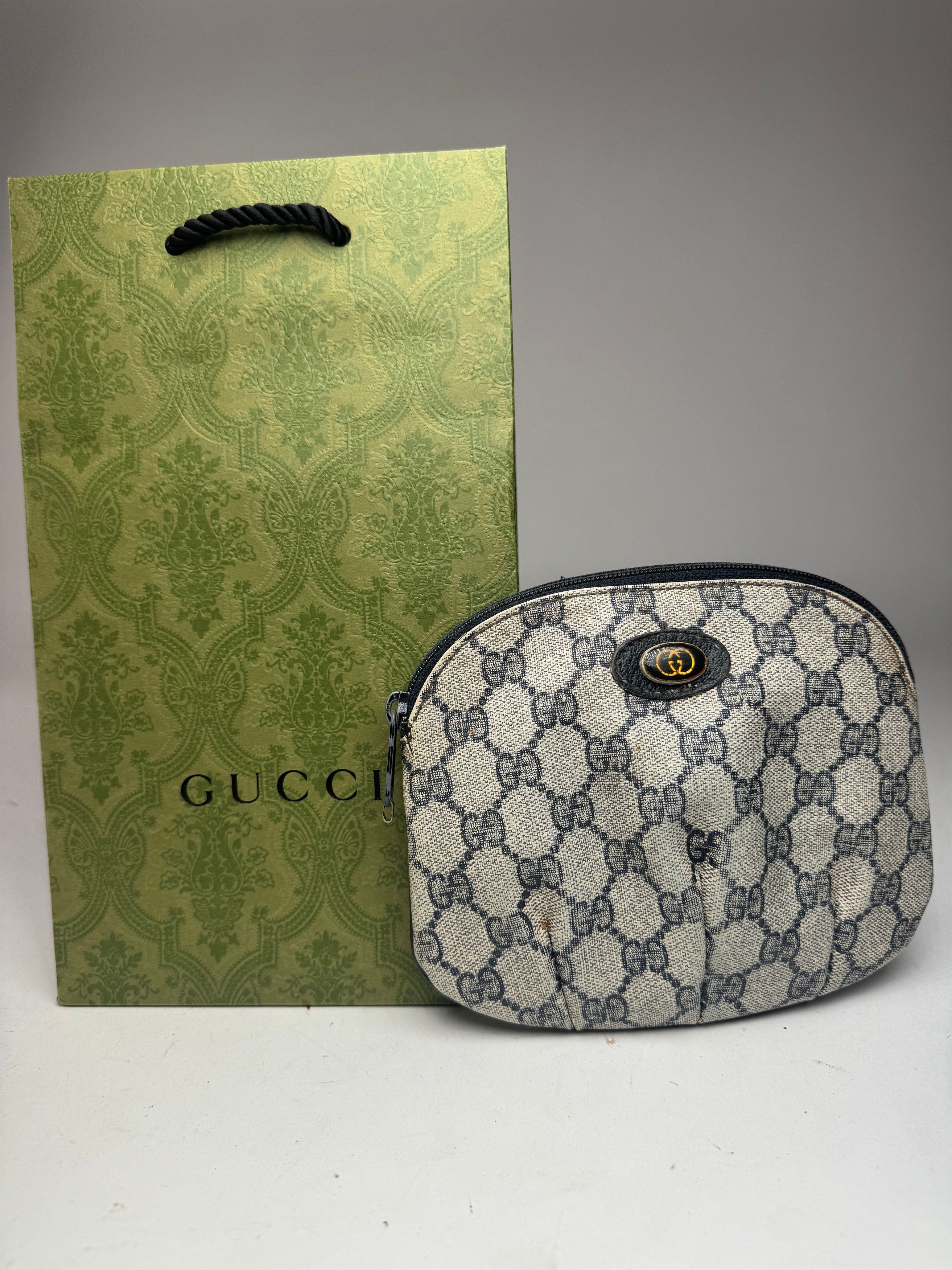 Gucci Vintage Navy Grey Ophidia Leather clutch Size ONE SIZE - 5 Thumbnail