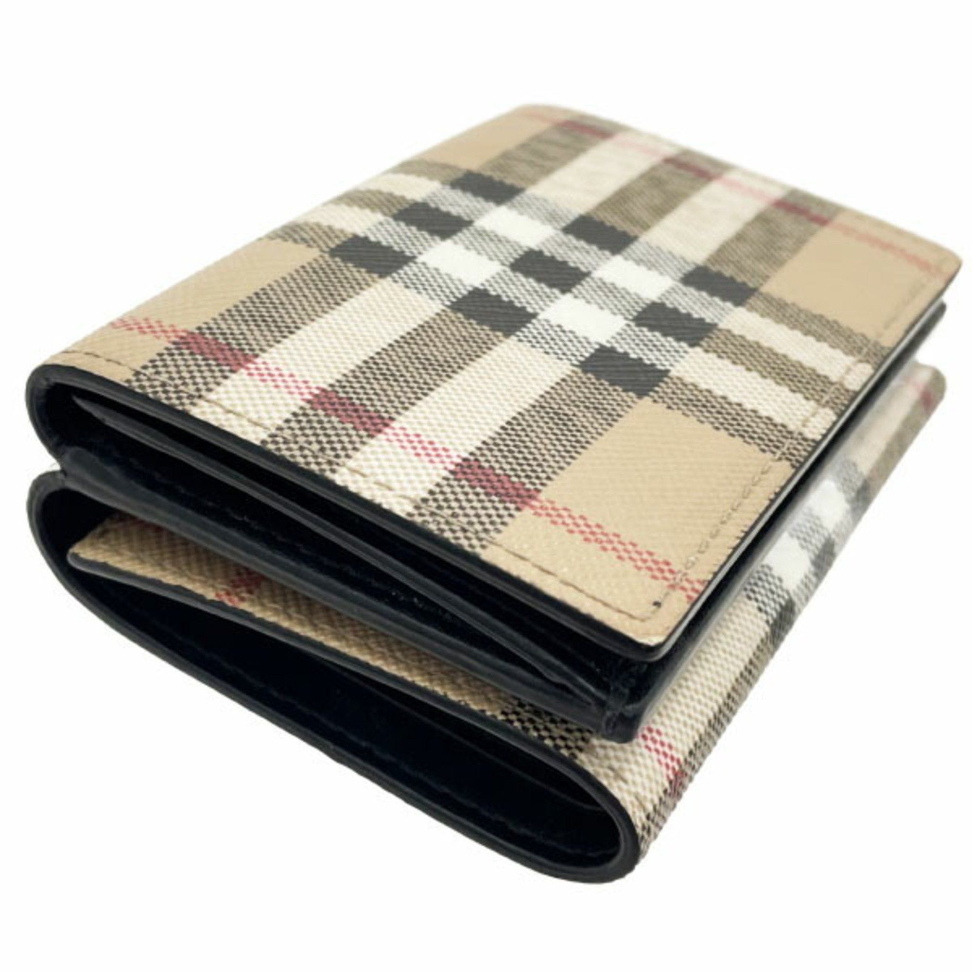 Burberry Burberry Check Trifold Wallet, PVC Leather, Beige, Black, BURBERRY Double Wallet AANN-15824 Size ONE SIZE - 6 Thumbnail