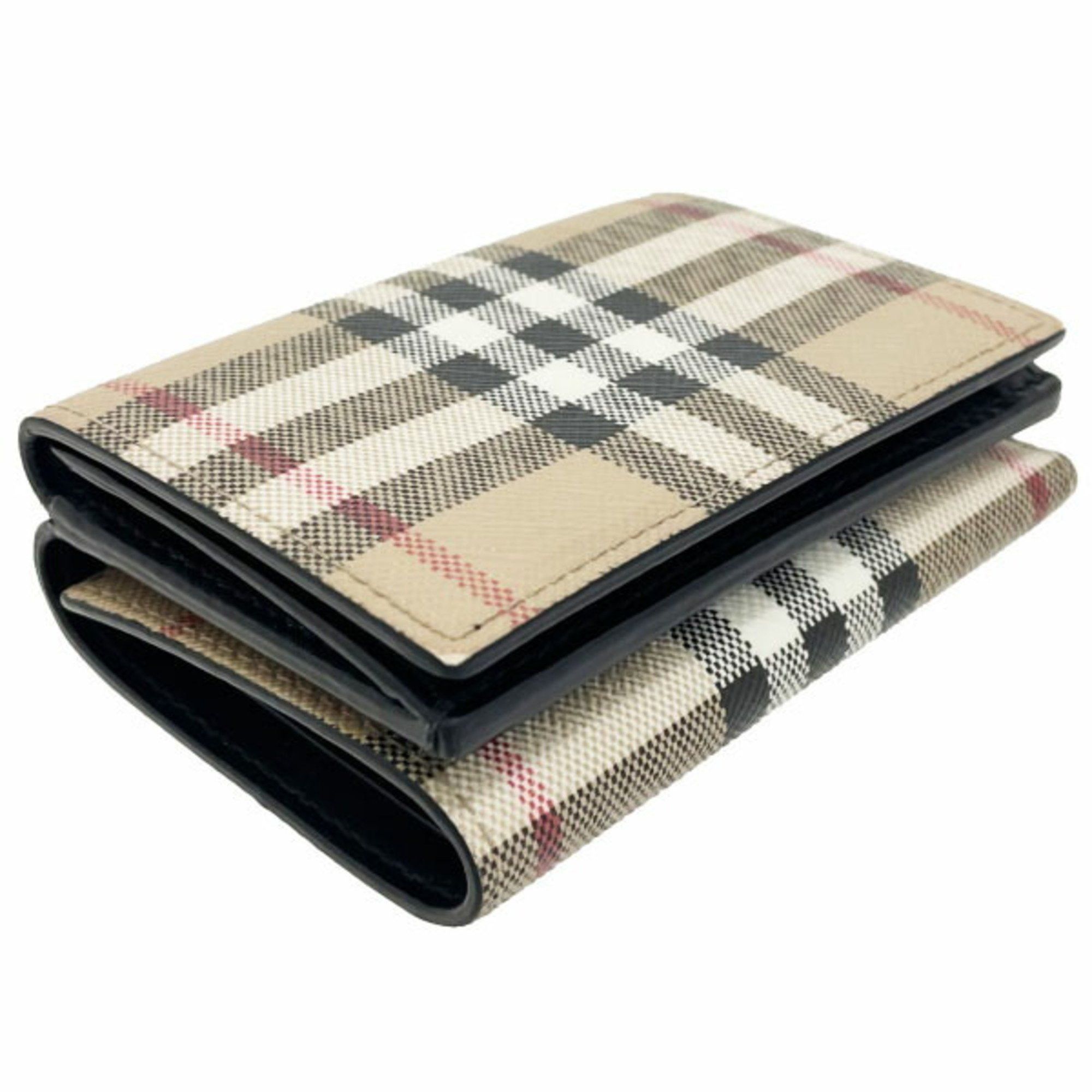 Burberry Burberry Check Trifold Wallet, PVC Leather, Beige, Black, BURBERRY Double Wallet AANN-15824 Size ONE SIZE - 5 Thumbnail
