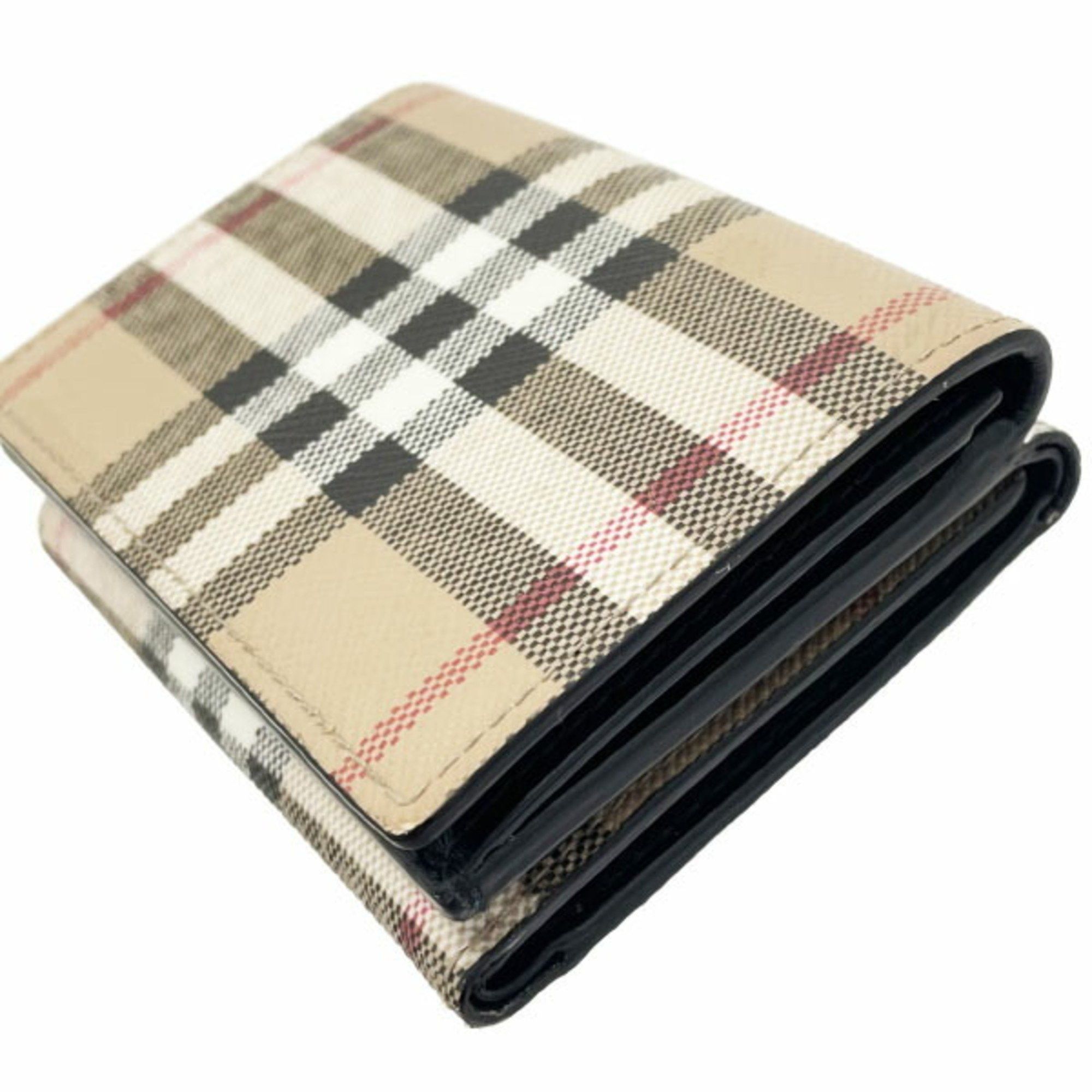 Burberry Burberry Check Trifold Wallet, PVC Leather, Beige, Black, BURBERRY Double Wallet AANN-15824 Size ONE SIZE - 4 Thumbnail