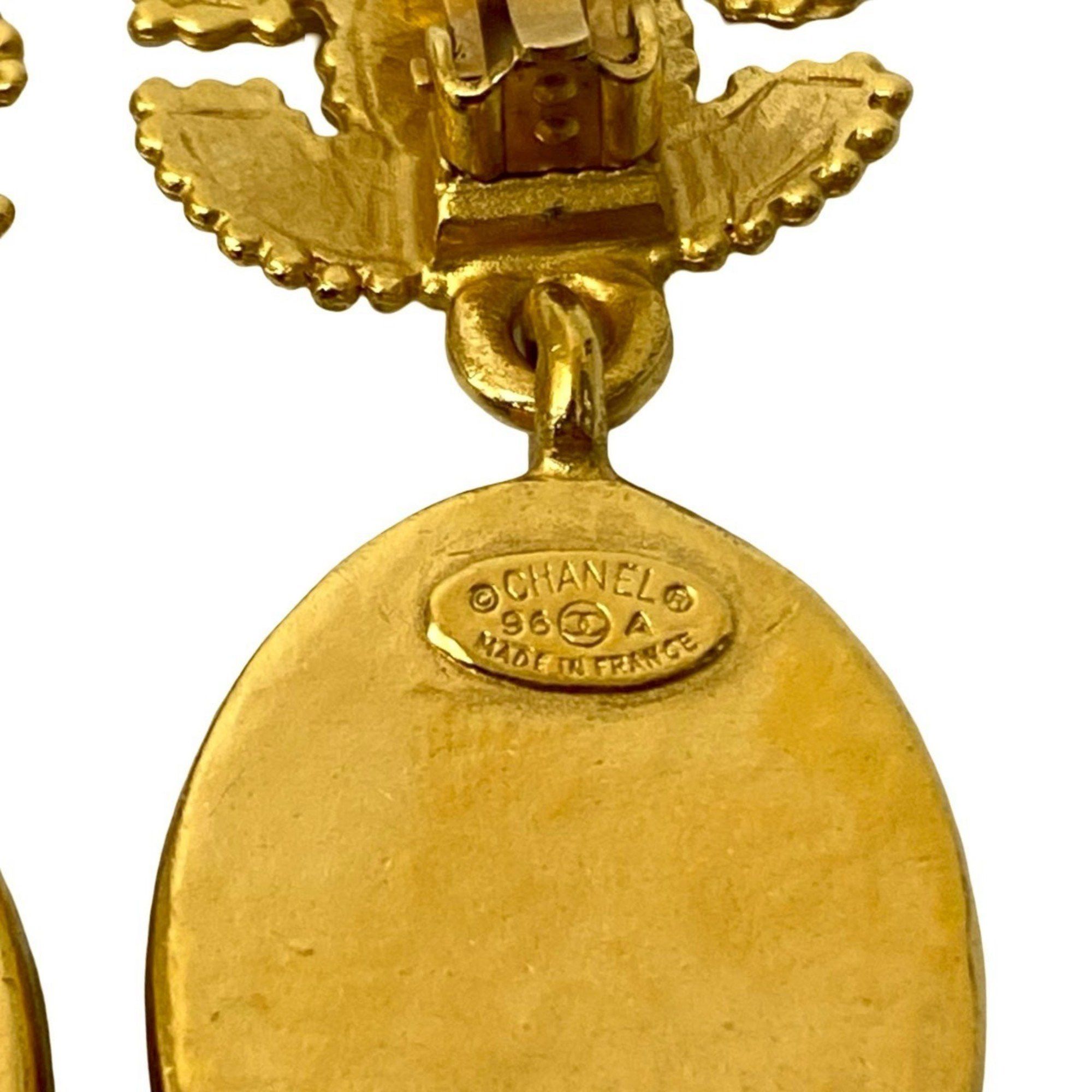 Chanel 96A CHANEL Vintage Gripoa Coco Mark Earrings and Ear Cuffs in Gold Red (71960) Size ONE SIZE - 2 Thumbnail