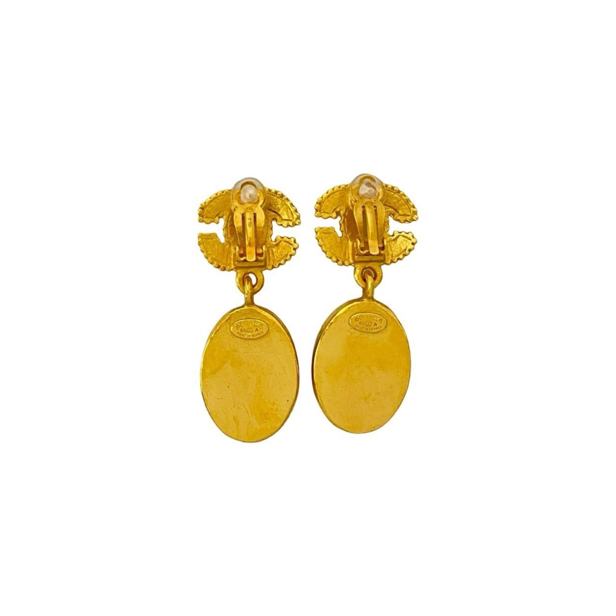 Chanel 96A CHANEL Vintage Gripoa Coco Mark Earrings and Ear Cuffs in Gold Red (71960) Size ONE SIZE - 5 Thumbnail