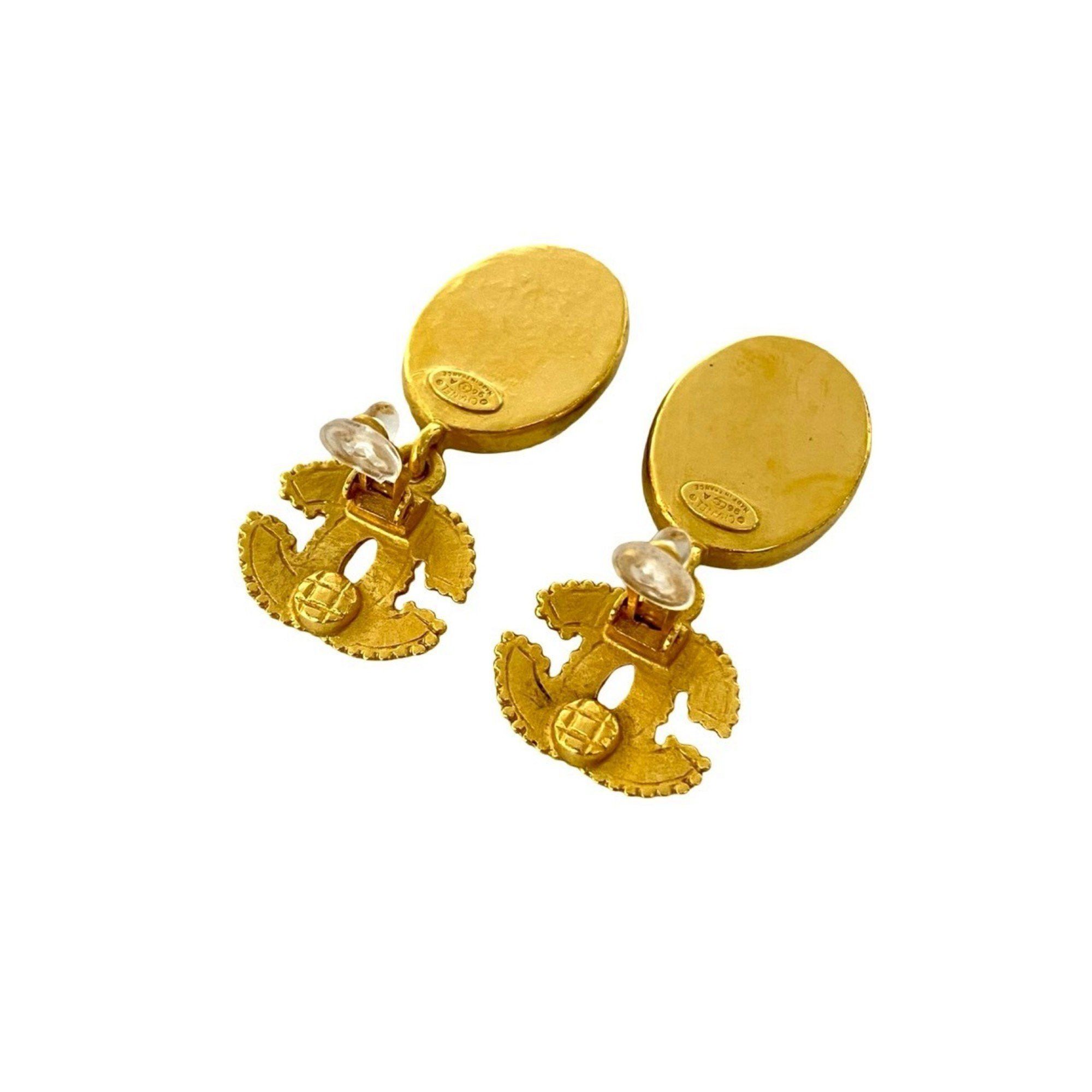 Chanel 96A CHANEL Vintage Gripoa Coco Mark Earrings and Ear Cuffs in Gold Red (71960) Size ONE SIZE - 6 Thumbnail