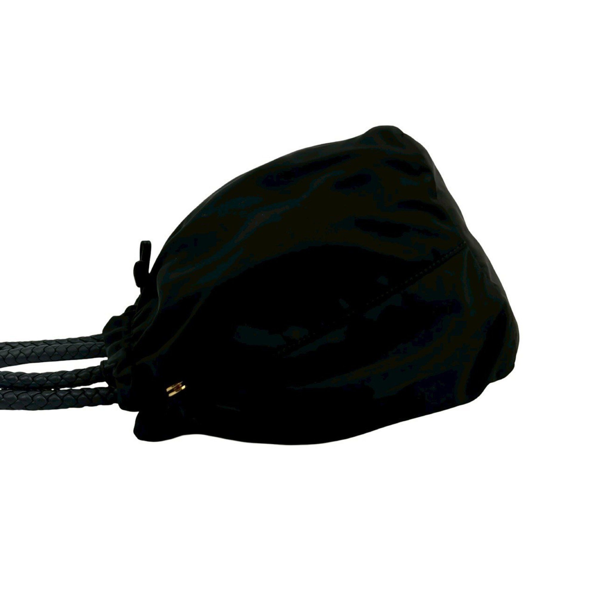 Prada Prada logo hardware ribbon Tessuto nylon and leather 2-way shoulder bag/handbag, black 40199 Size ONE SIZE - 6 Thumbnail