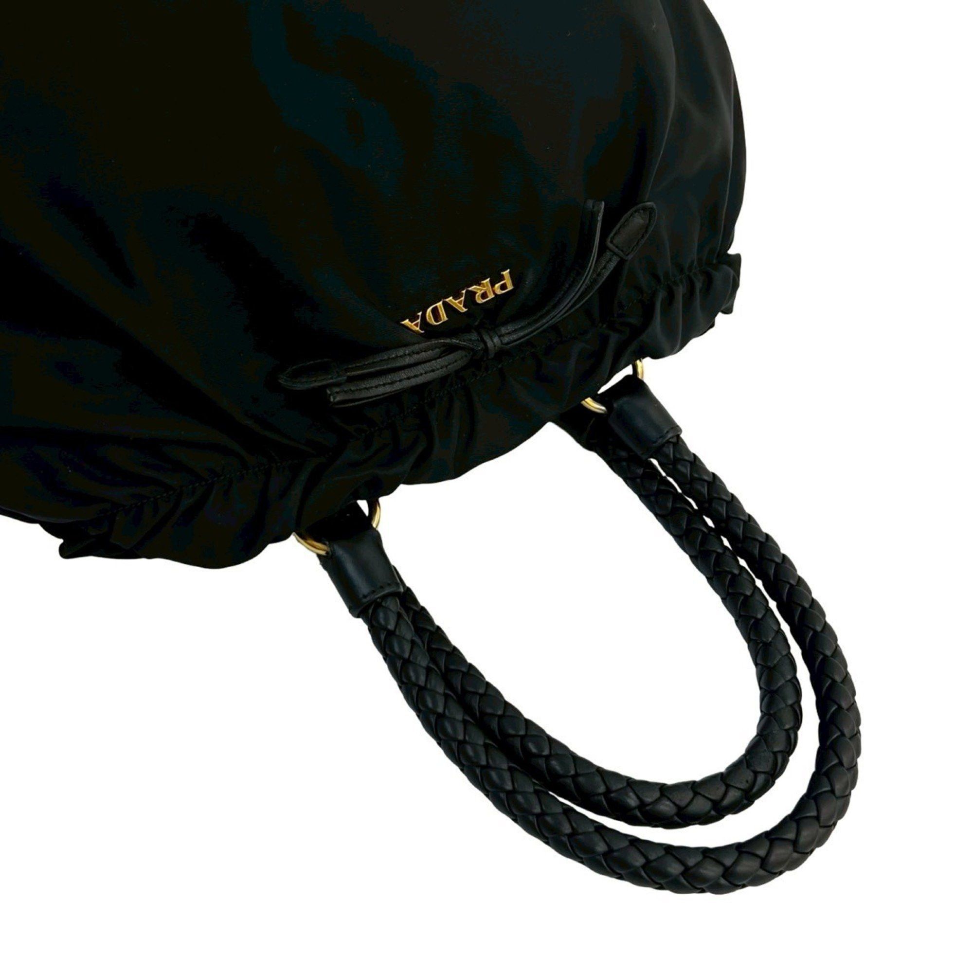 Prada Prada logo hardware ribbon Tessuto nylon and leather 2-way shoulder bag/handbag, black 40199 Size ONE SIZE - 3 Thumbnail