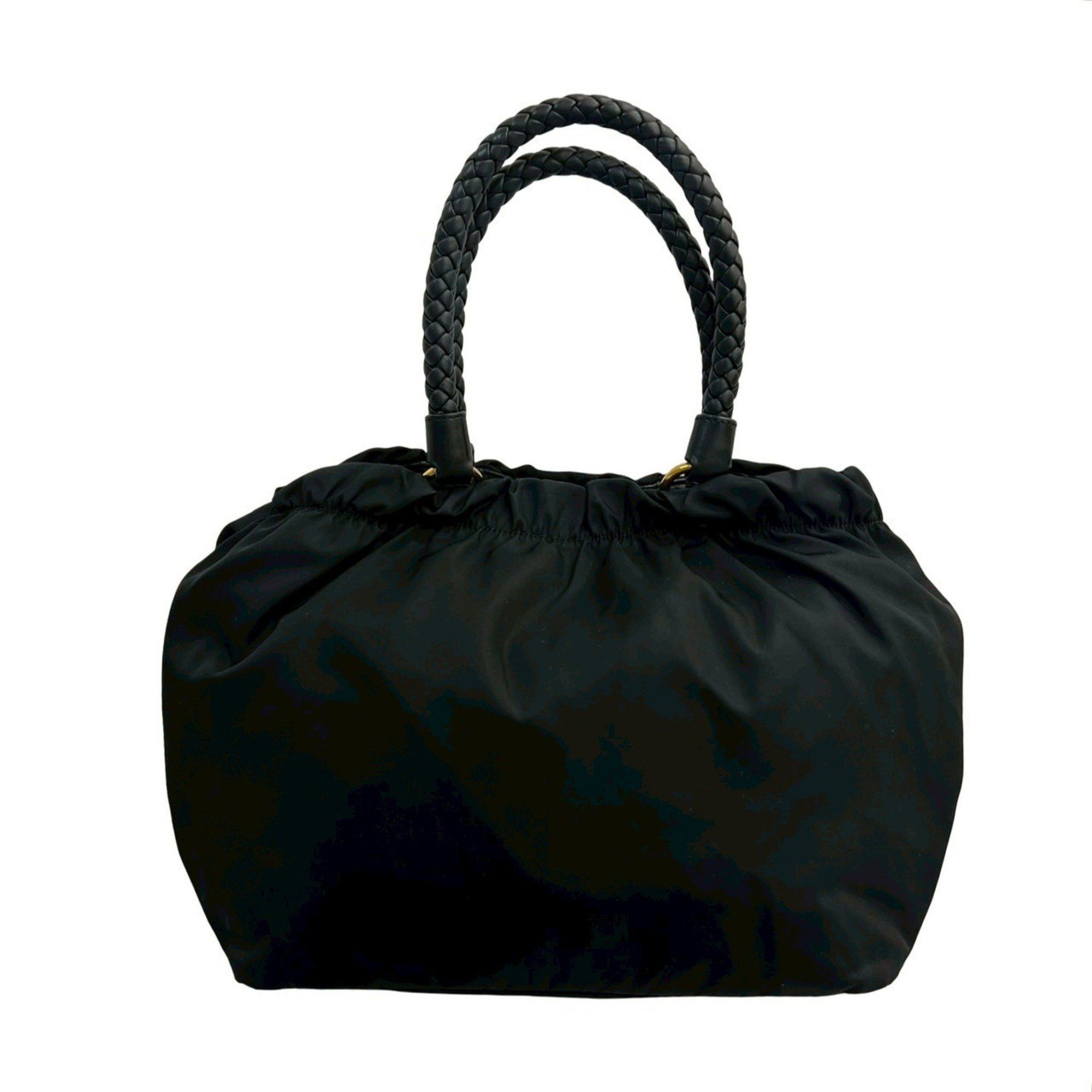 Prada Prada logo hardware ribbon Tessuto nylon and leather 2-way shoulder bag/handbag, black 40199 Size ONE SIZE - 4 Thumbnail