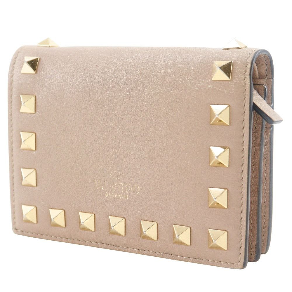 Valentino Valentino Valentino Garavani Rockstuds Calf Small Wallet Leather Short Wallet WW2P0P39BOL DUTY FREE for USA Size ONE SIZE - 2 Thumbnail