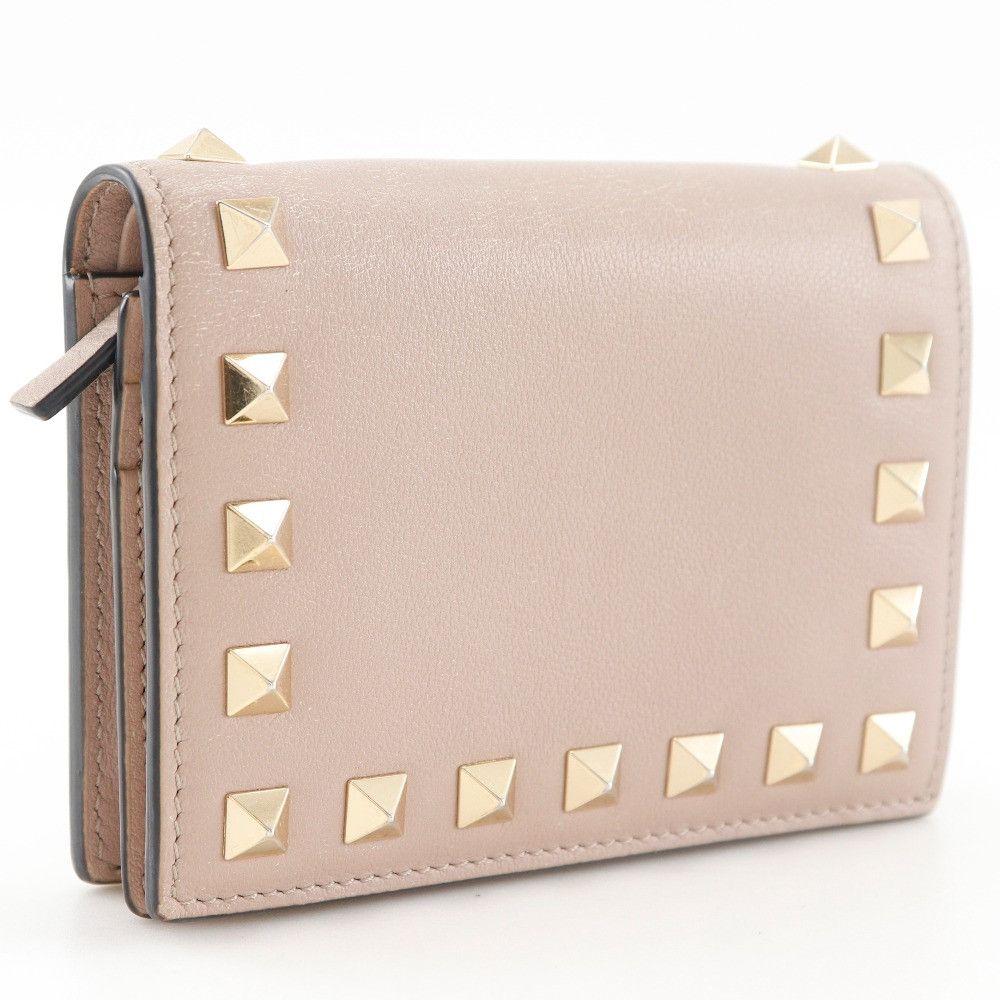 Valentino Valentino Valentino Garavani Rockstuds Calf Small Wallet Leather Short Wallet WW2P0P39BOL DUTY FREE for USA Size ONE SIZE - 3 Thumbnail