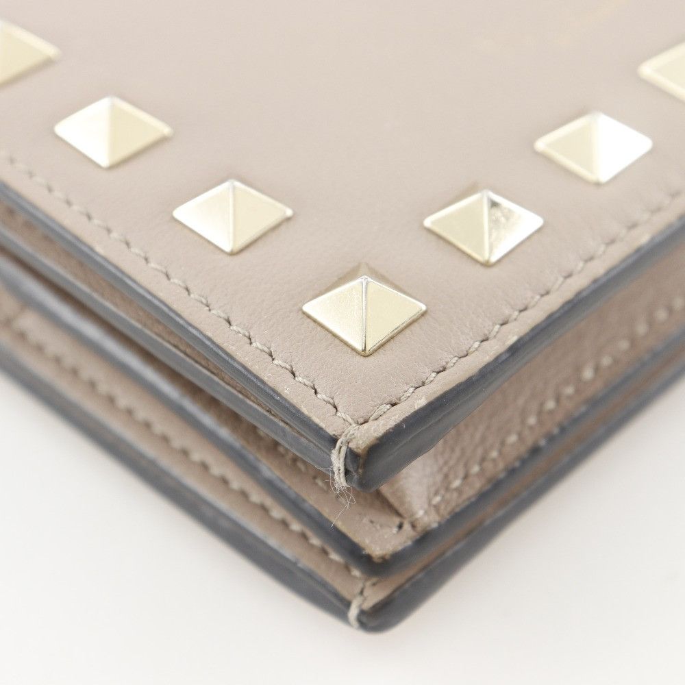 Valentino Valentino Valentino Garavani Rockstuds Calf Small Wallet Leather Short Wallet WW2P0P39BOL DUTY FREE for USA Size ONE SIZE - 4 Thumbnail
