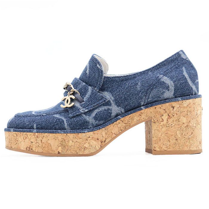 Chanel Chanel Chanel G45142 Denim Cork Loafer Denim Shoes G45142 DUTY FREE for USA Size ONE SIZE - 5 Thumbnail