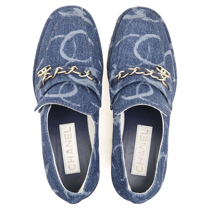 Chanel Chanel Chanel G45142 Denim Cork Loafer Denim Shoes G45142 DUTY FREE for USA Size ONE SIZE - 8 Thumbnail