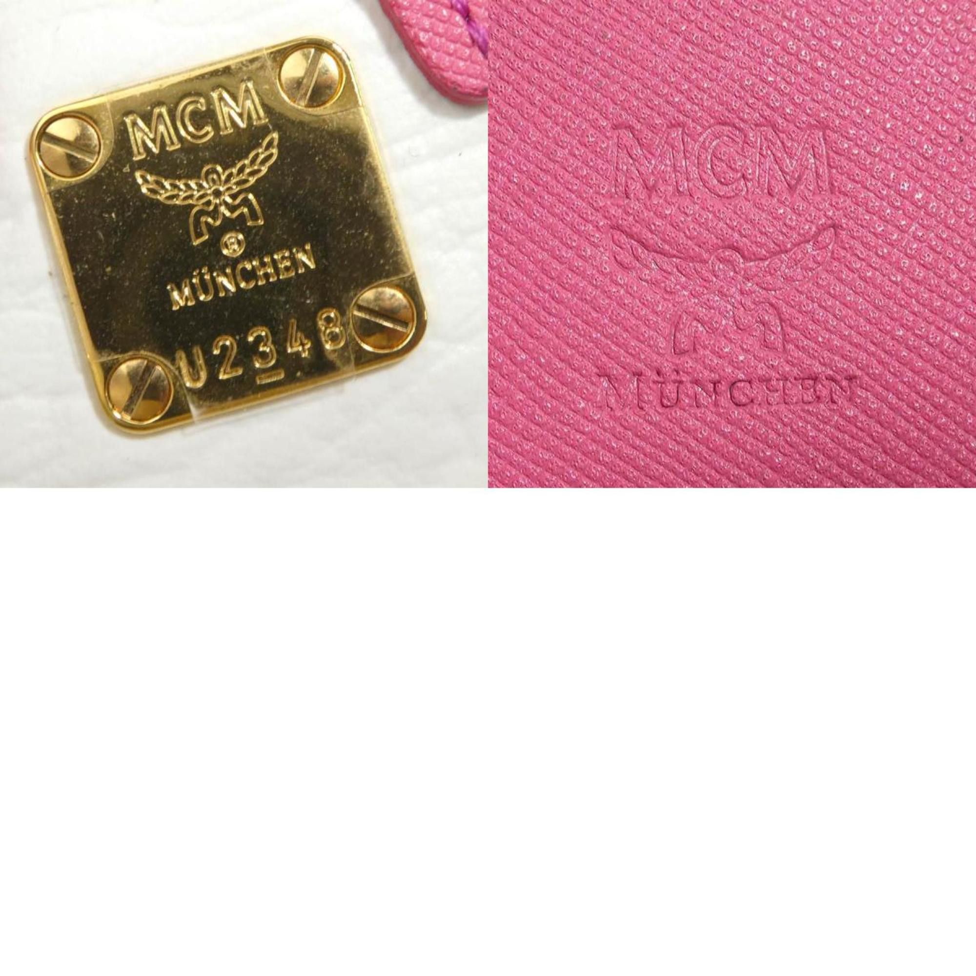 MCM MCM Charm Key Ring, Leather, Pink x White, Men's/Women's, H31329a Size ONE SIZE - 5 Thumbnail