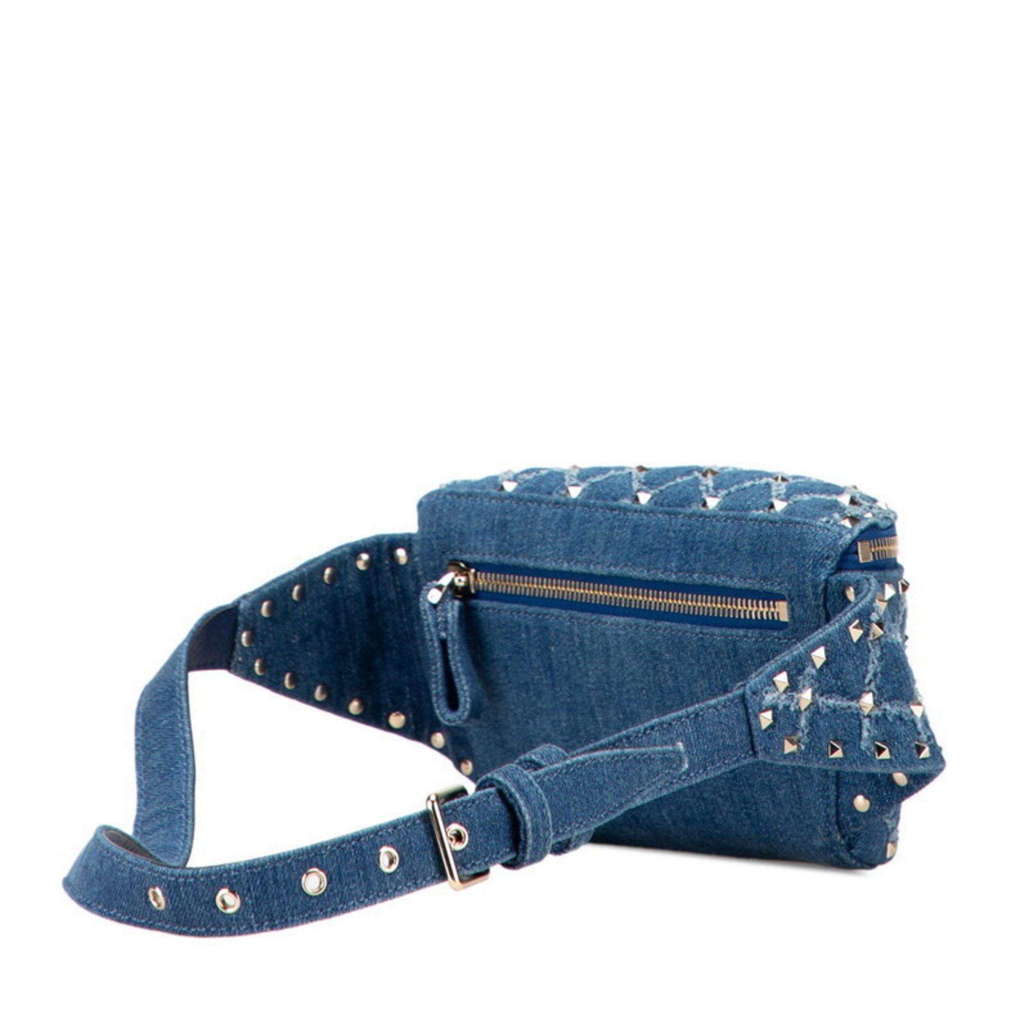 Valentino Valentino Studded Waist Bag/Body Bag in Blue and Silver Denim Leather for Women Size ONE SIZE - 2 Thumbnail