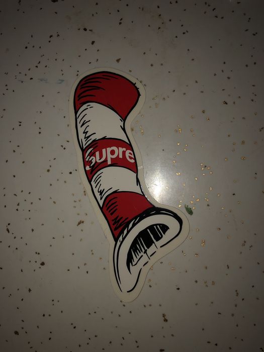 supreme cat in the hat sticker