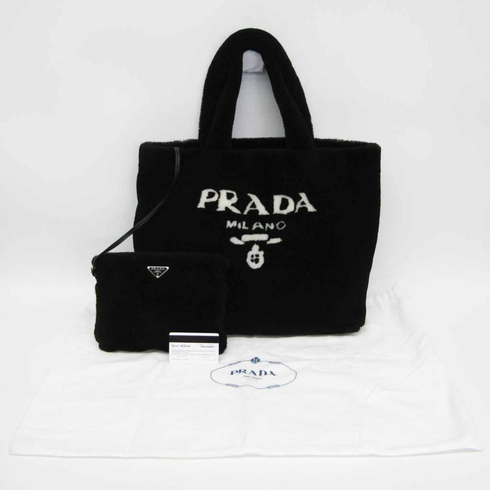 Prada Prada MONTONE 1BF130 Women,Men Fur Tote Bag Black Size ONE SIZE - 2 Thumbnail
