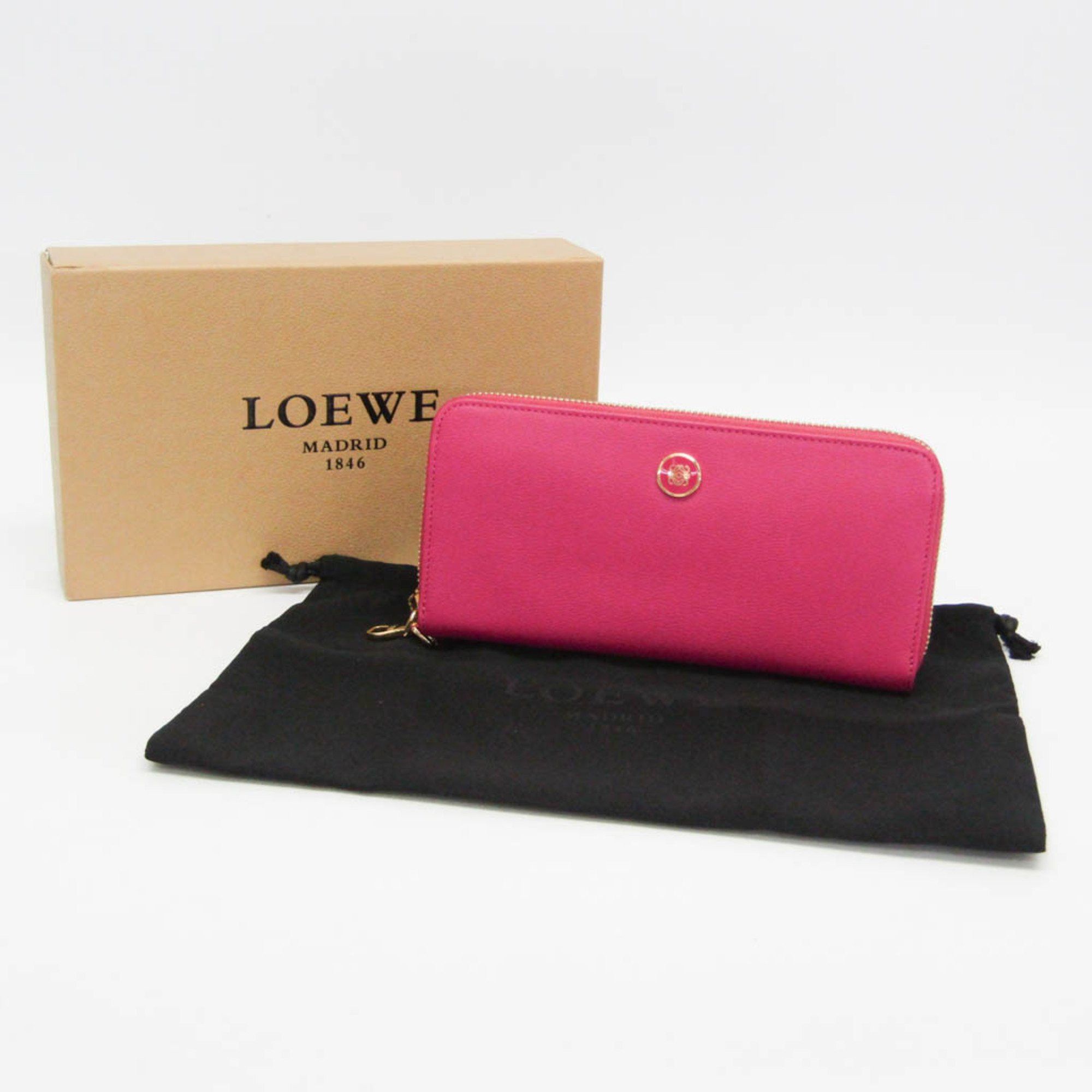 Loewe Loewe Anagram Button Women's Leather Long Wallet (bi-fold) Pink Size ONE SIZE - 2 Thumbnail