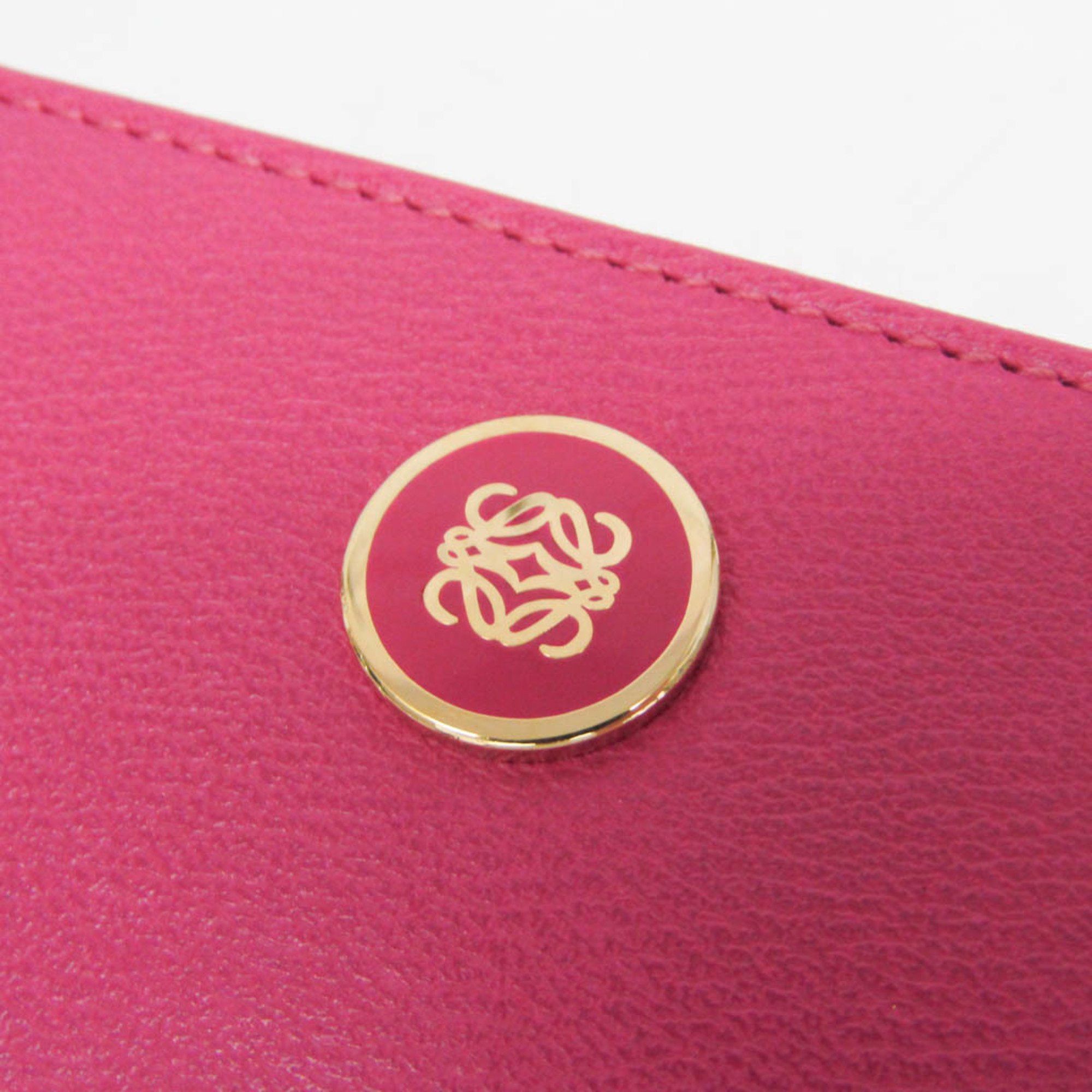 Loewe Loewe Anagram Button Women's Leather Long Wallet (bi-fold) Pink Size ONE SIZE - 9 Thumbnail